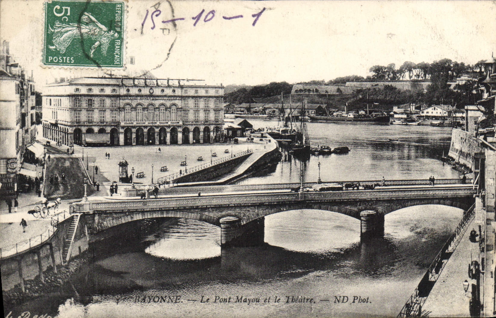 CPA Bayonne Le Pont Mayou et le Theatre 