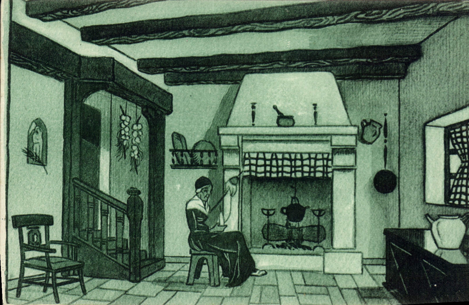 CPA Au Pays Basque Interieur D'Apres une Aquarelle de Jacques le Tanneur 