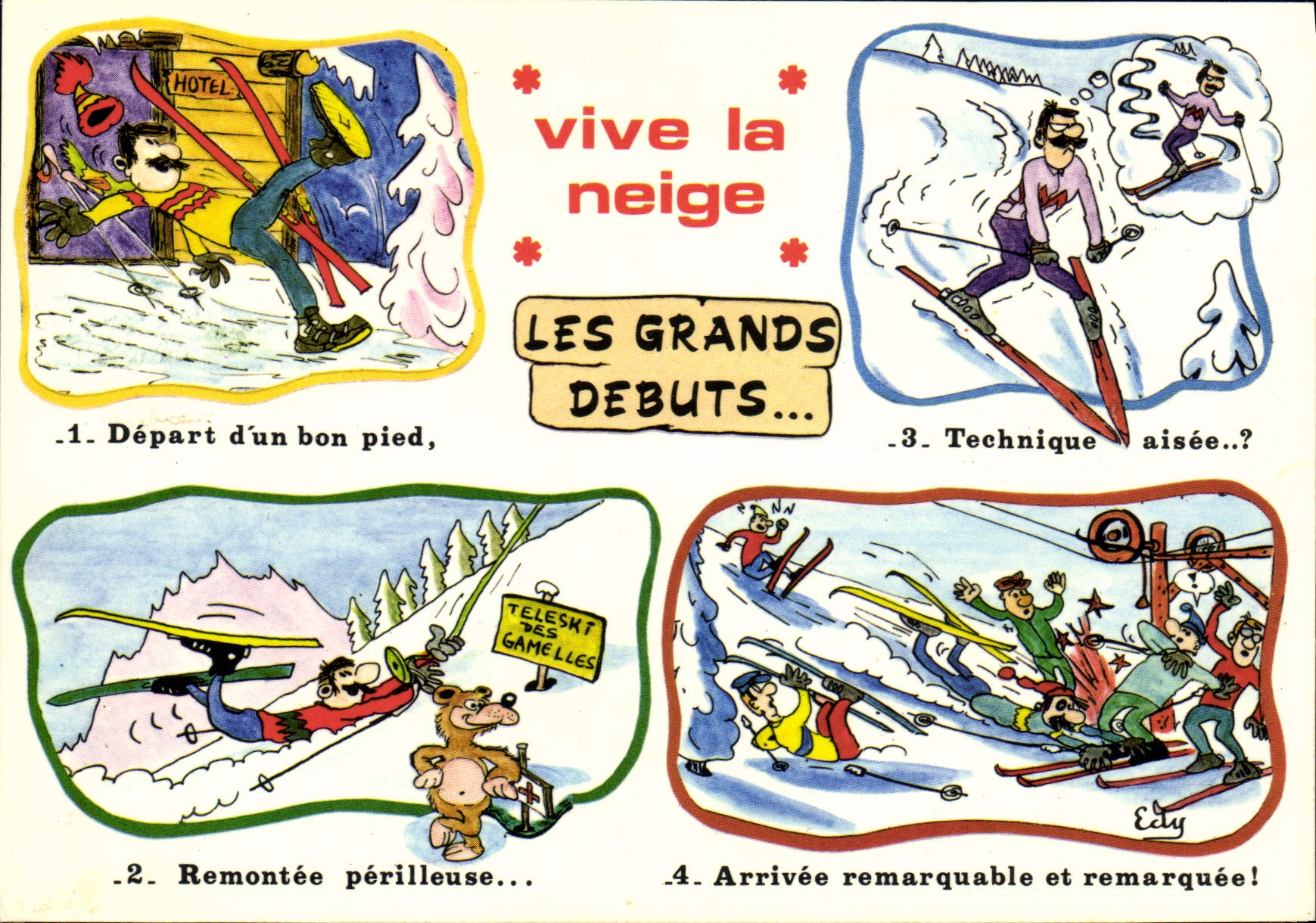 CPSM vive la neige les grands débuts ski
