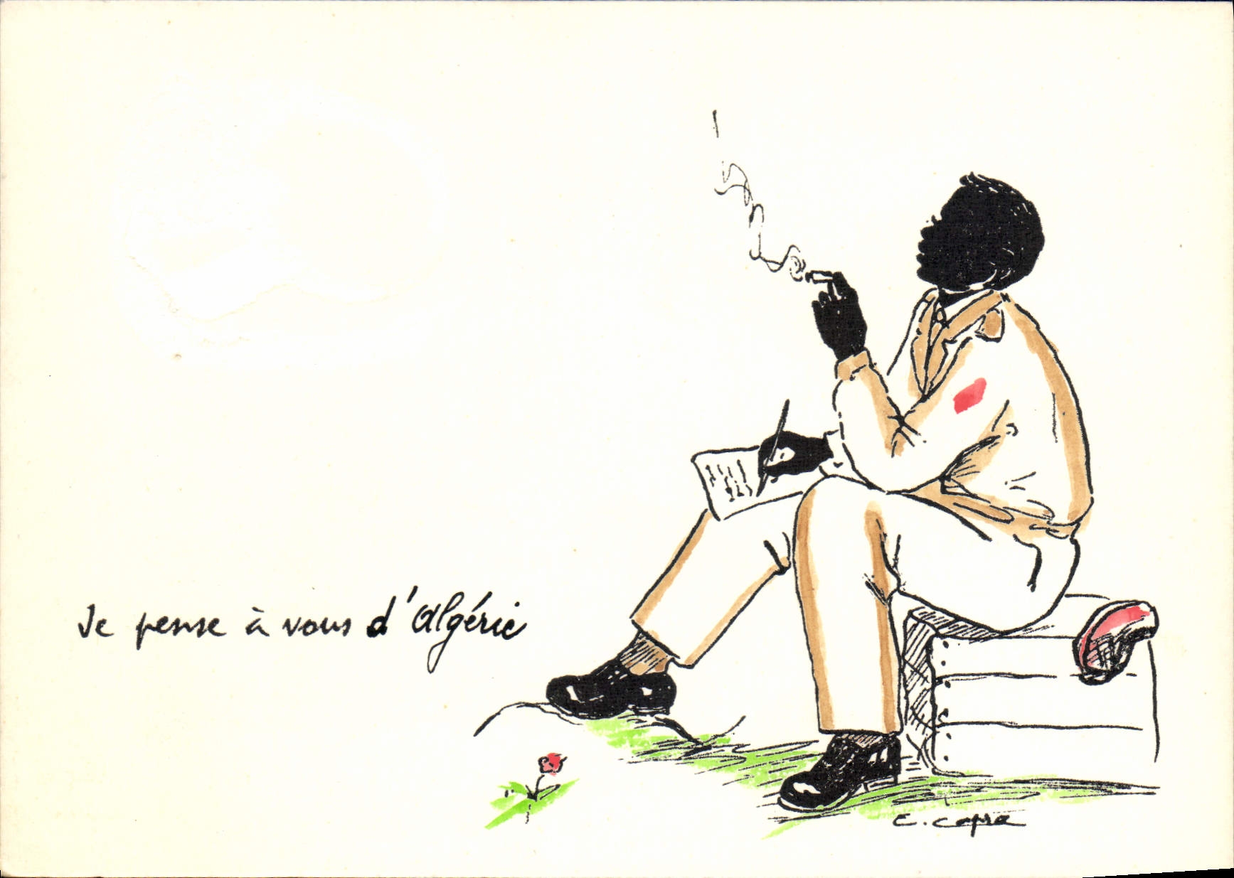 CPSM je pense à vous d'Algérie illustrateur Capra