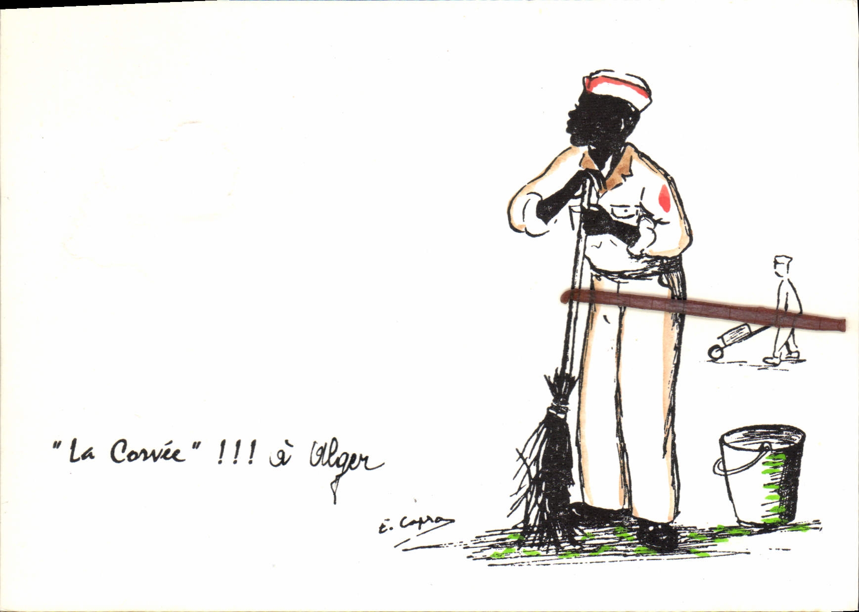 CPSM la corvée à Alger illustrateur Capra