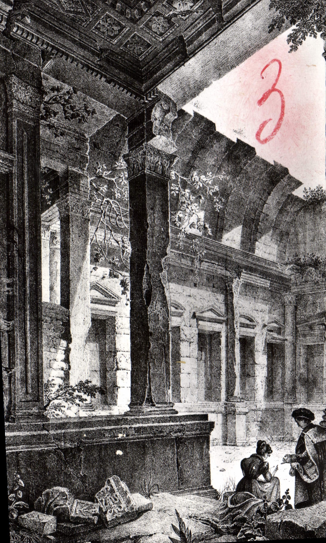 CPSM NIMES temple de Diane vers 1825 Lithographie