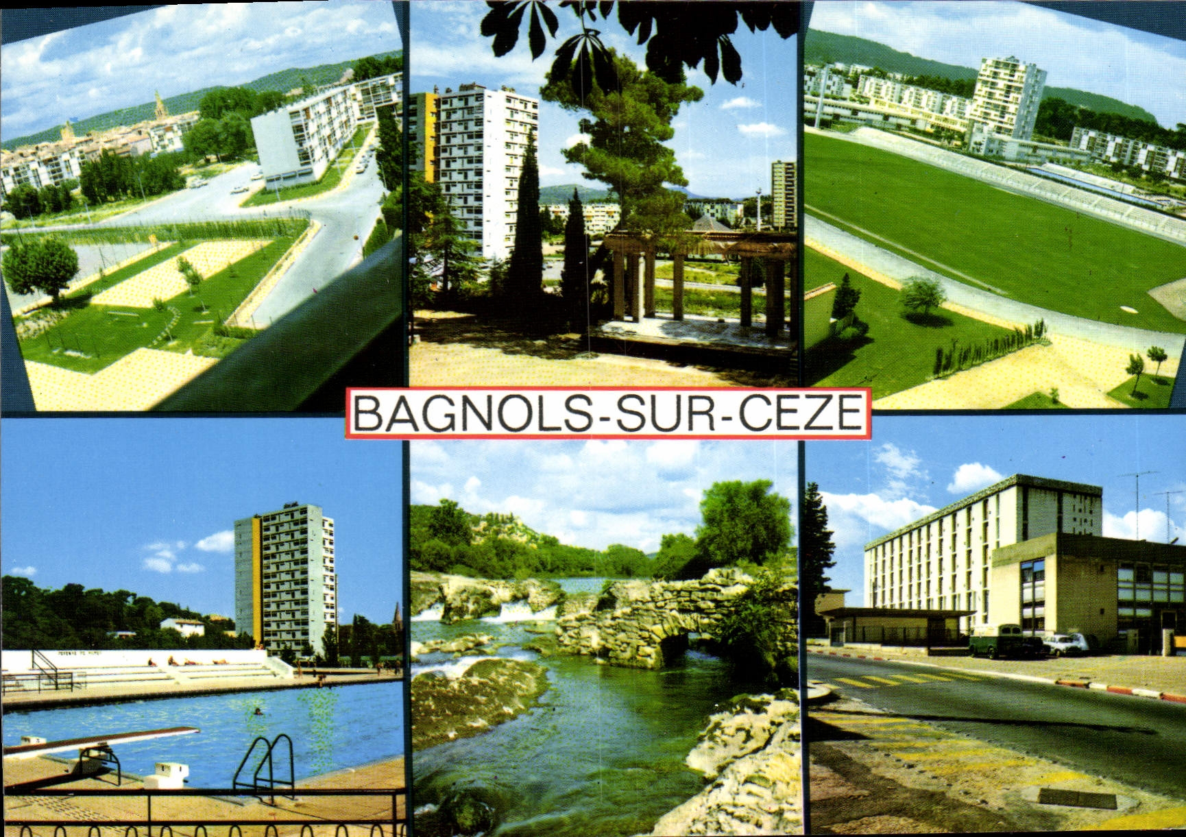 CPM Bagnols Sur Ceze Vues Sur La Ville MOderne Et Les Cascades