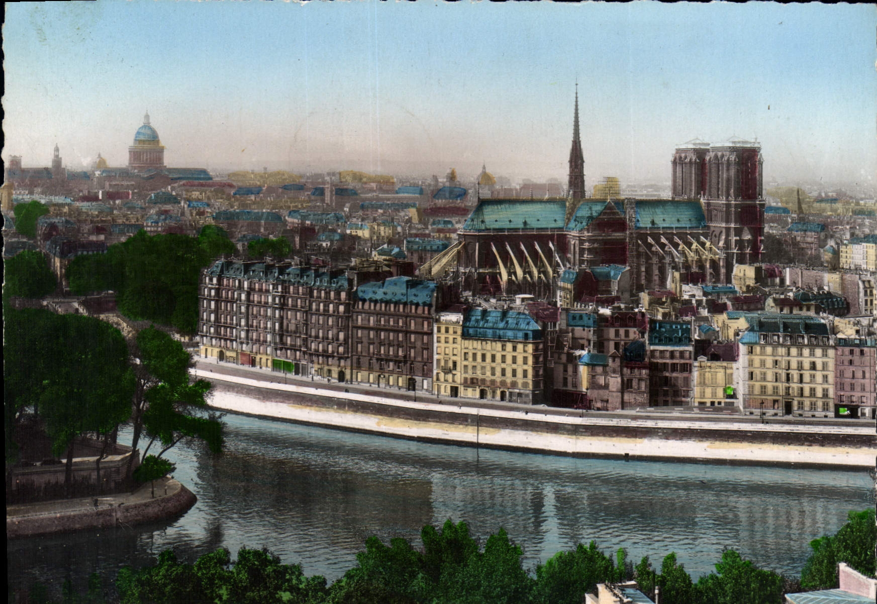 CPSM Paris Vue Generale La Seine Notre Dame Et Pantheon