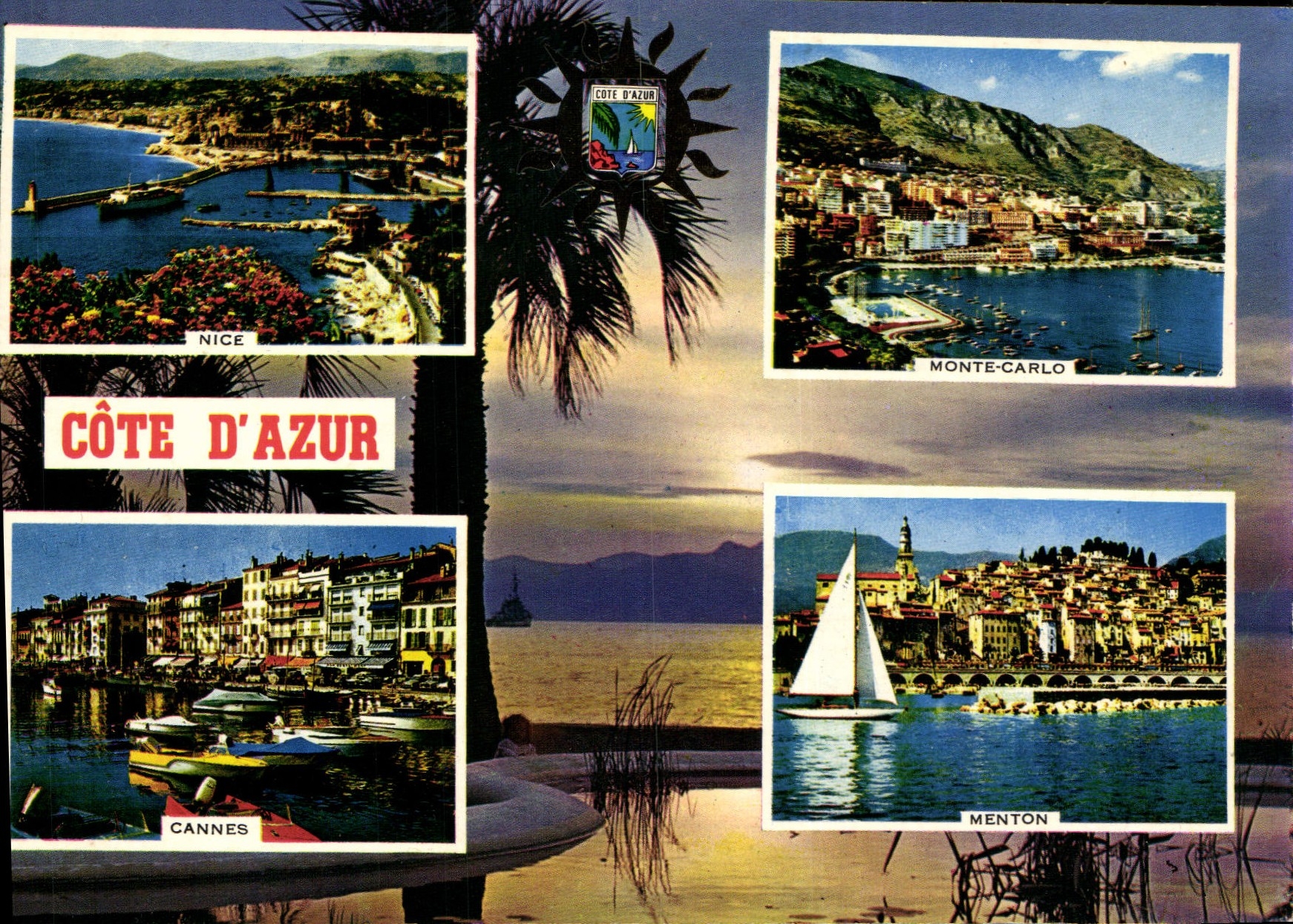 CPSM Souvenir De La Cote D'Azur Nice Cannes Monaco Menton