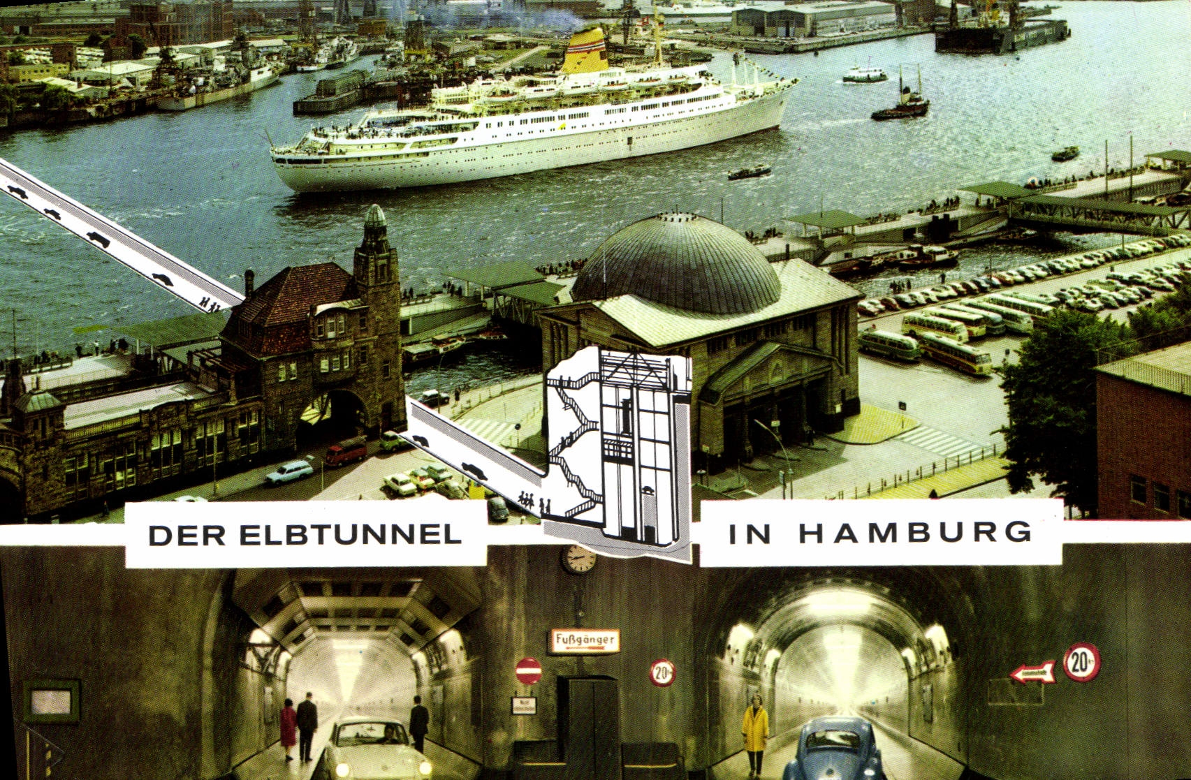 CPSM Hamburg Hafen Querschnitt Und Innenansicht Des Elbtunnels
