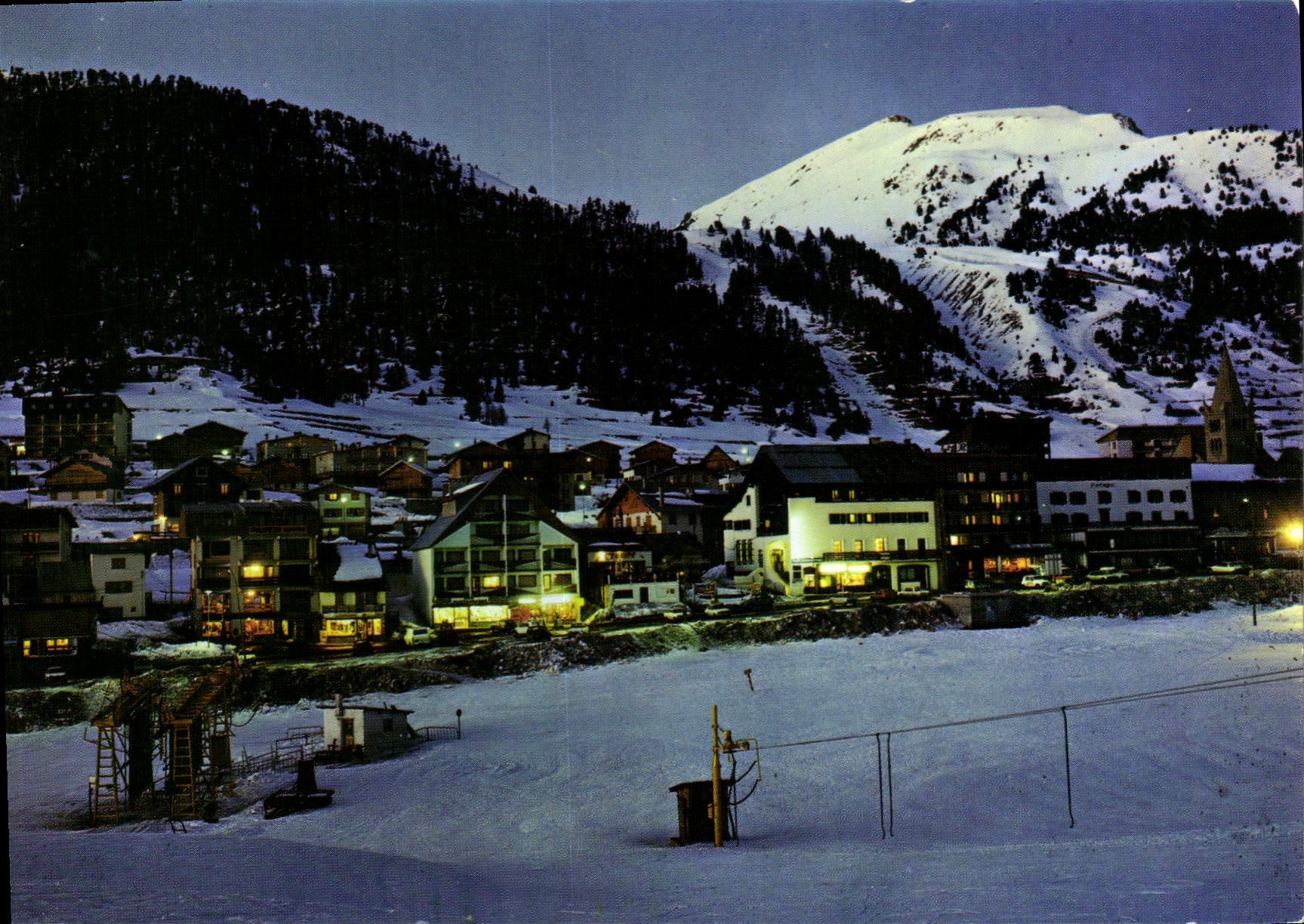 CPSM Montgenevre Hautes Alpes la Station la nuit 