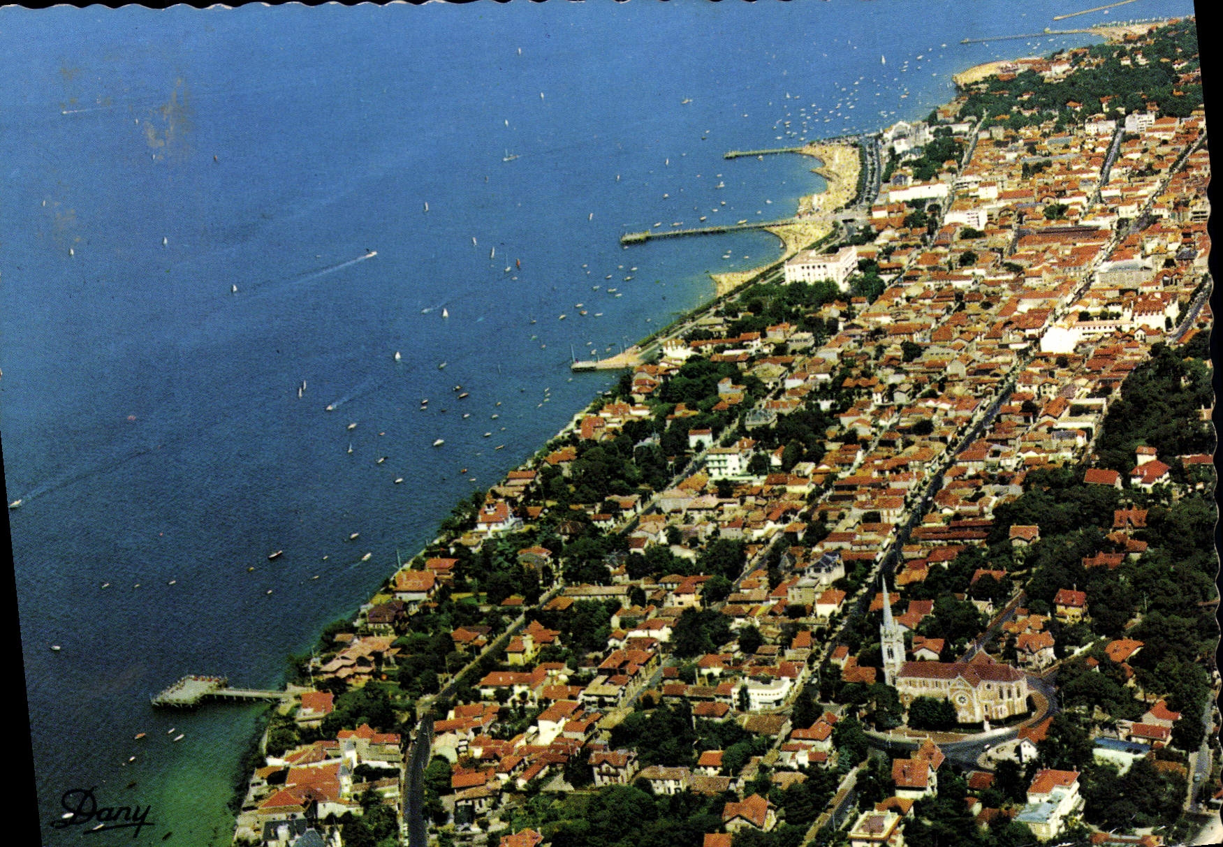CPSM Arcachon Gironde Vue generale Les Jetees 