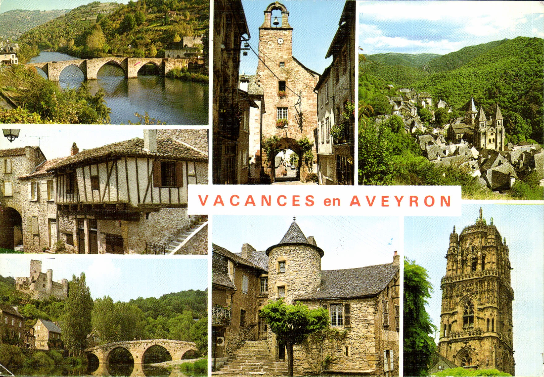 CPSM Vacances en Aveyron villecomtal conques peyrusse belcastel montbazens rodez