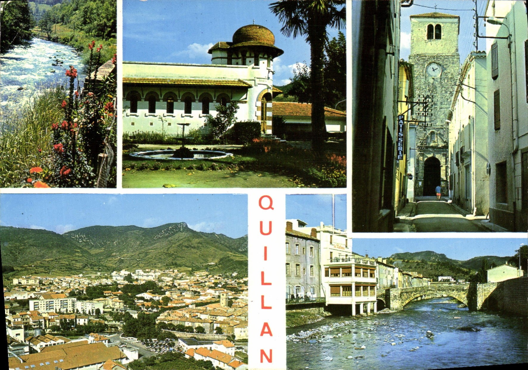 CPSM Quillan Le Ville l'eglise les bords de l'aude 