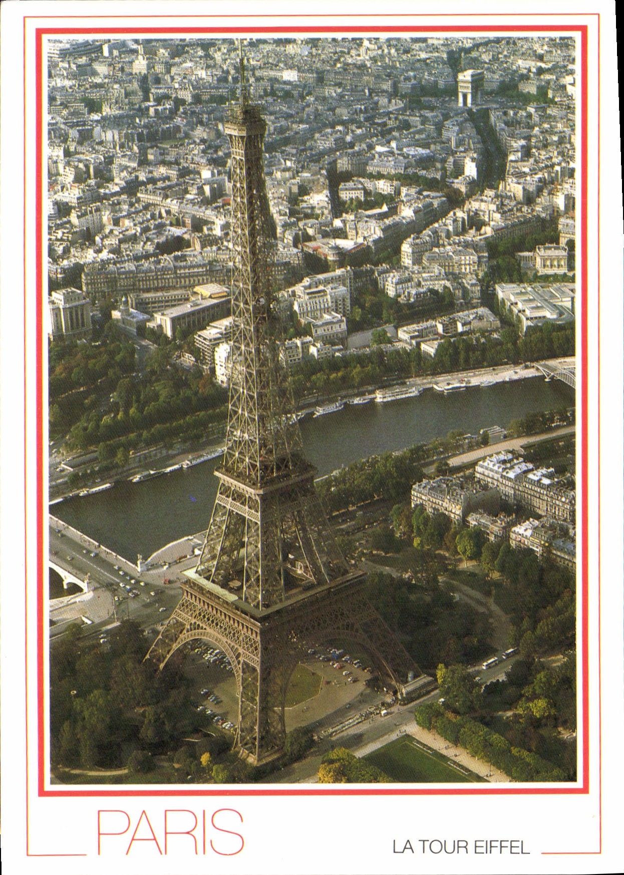 CPSM Paris la Tour Eiffel vue d'avion