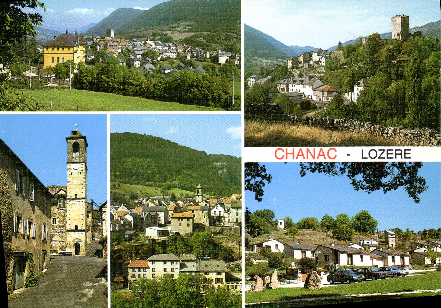 CPSM En Lozere Chanac vue generale la tour qui domine la bourg la tour de l'Horloge le village de Va
