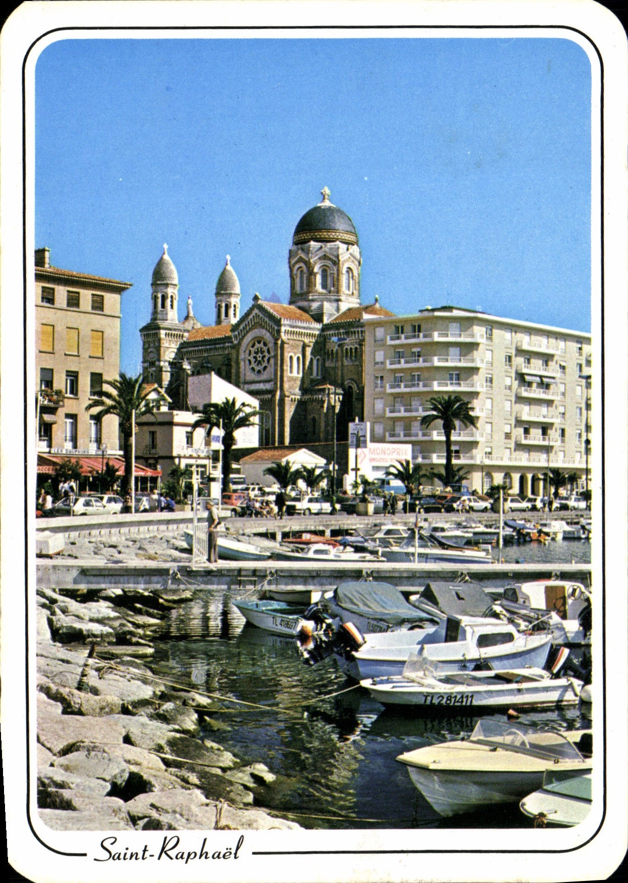 CPSM Reflets de la Cote d'Azur Saint Raphael Var la cathedrale vue du Port 