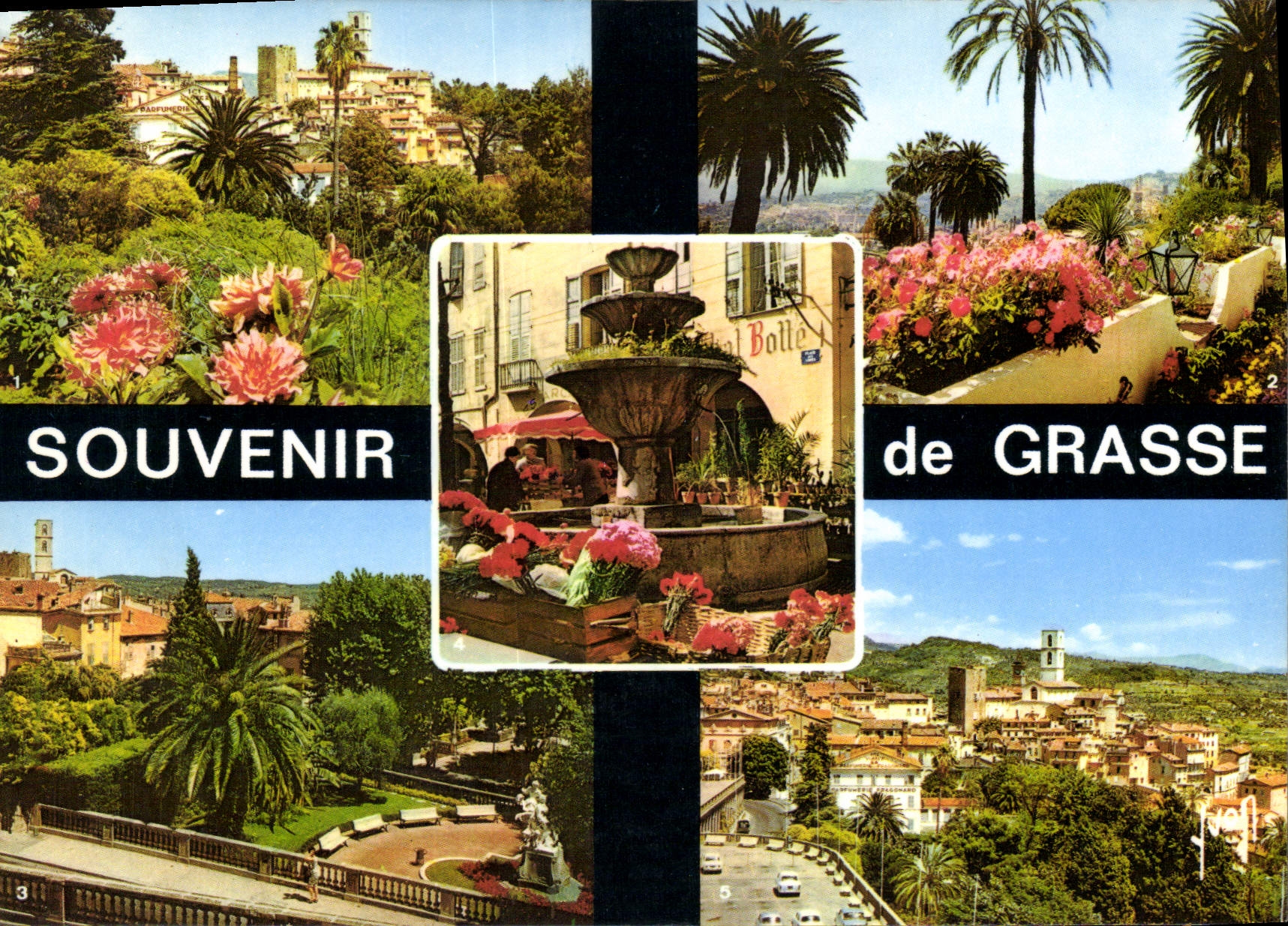 CPSM La Cote d'Azur Grasse Alpes Maritimes vue generale sur la Vieille Ville les jardins fleuris le 