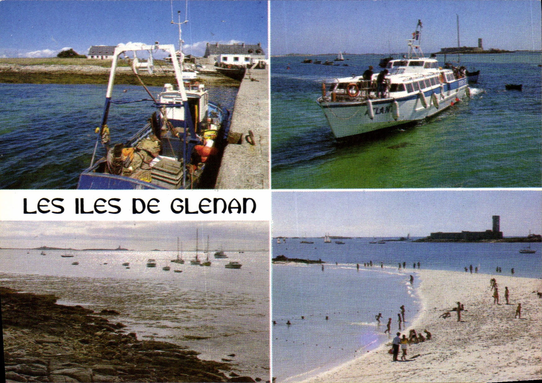 CPSM La Bretagne en Couleurs les Iles de Glenan Finistere debarquement sur l'Il St Nicolas et la pla
