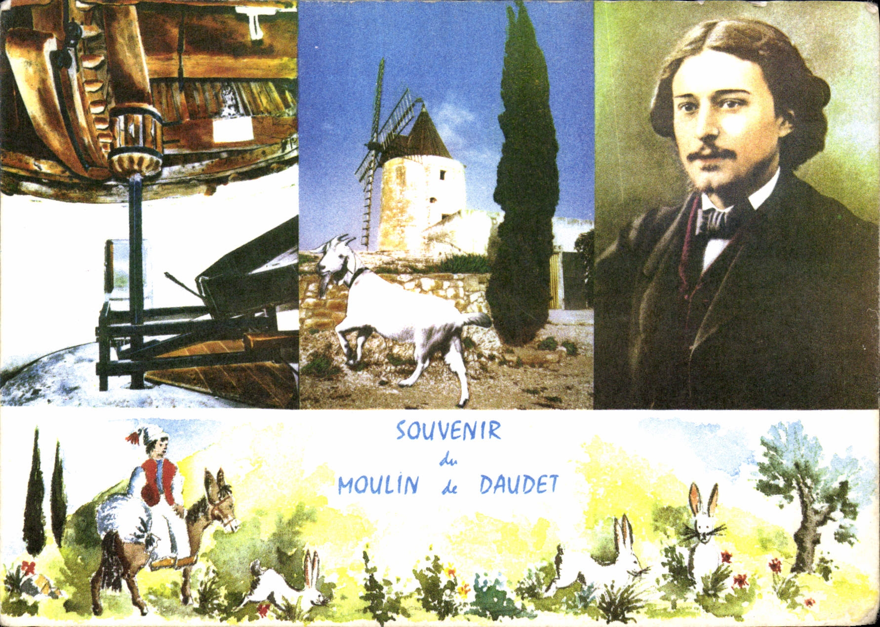 CPSM Fontvielle B D R Moulin de Daudet l'engrenage Portait de Daudet 