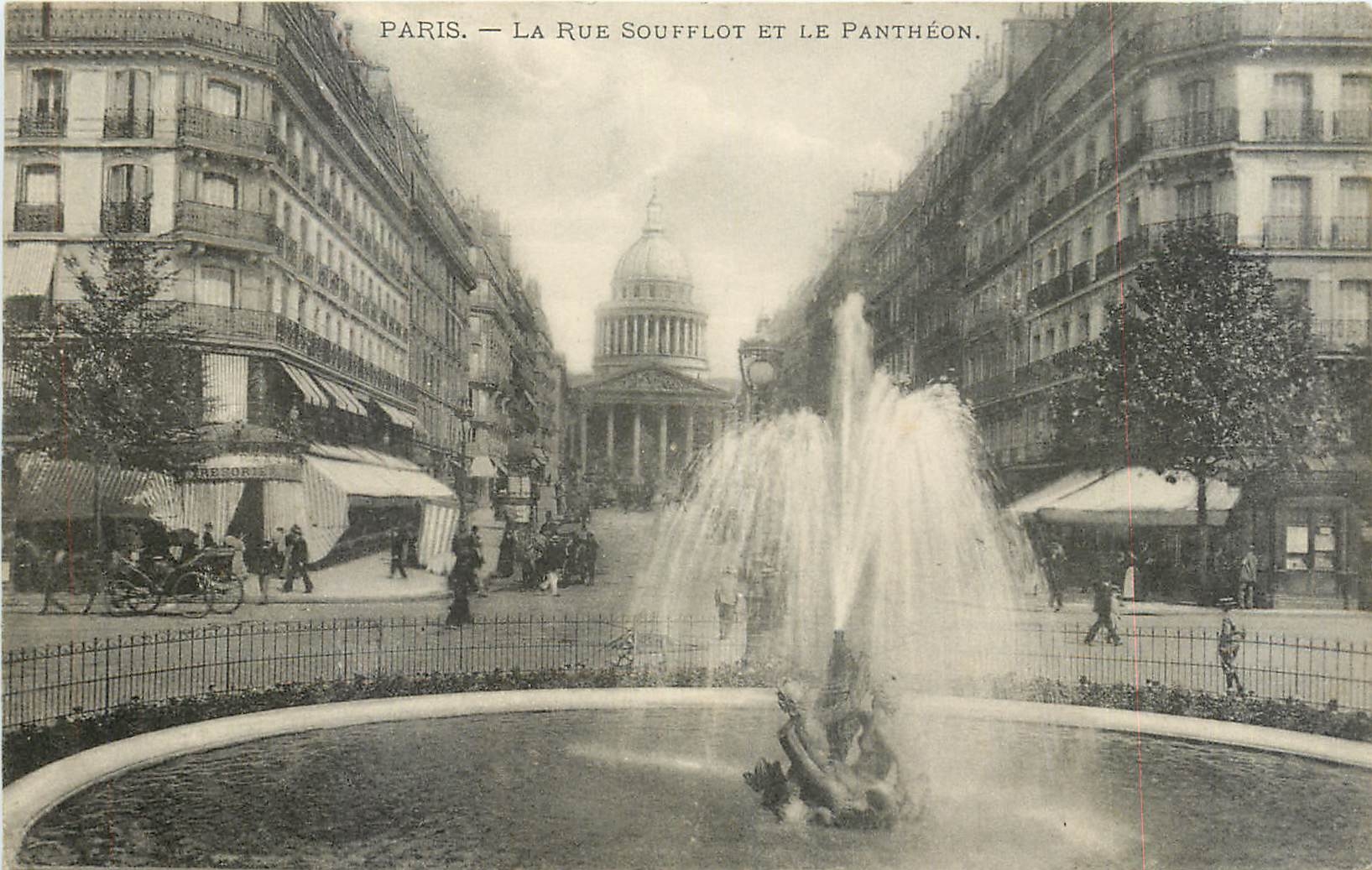 CPA Paris La rue Soufflot et le Pantheon