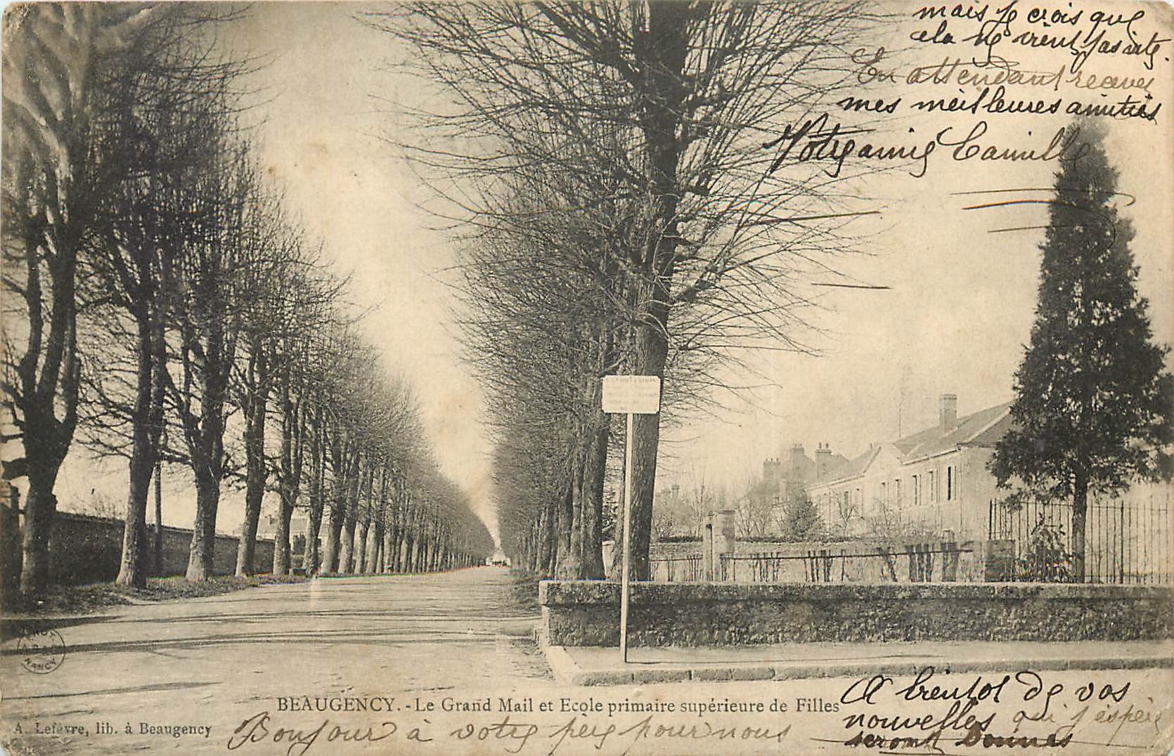 CPA Beaugency Le Grand Mail et Ecole primairesuperieure de Filles
