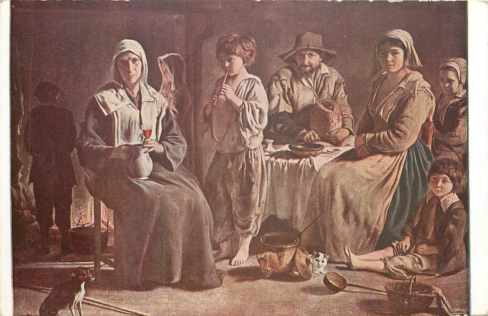 CPA Louis Lenain Famille de paysans dans un interieur