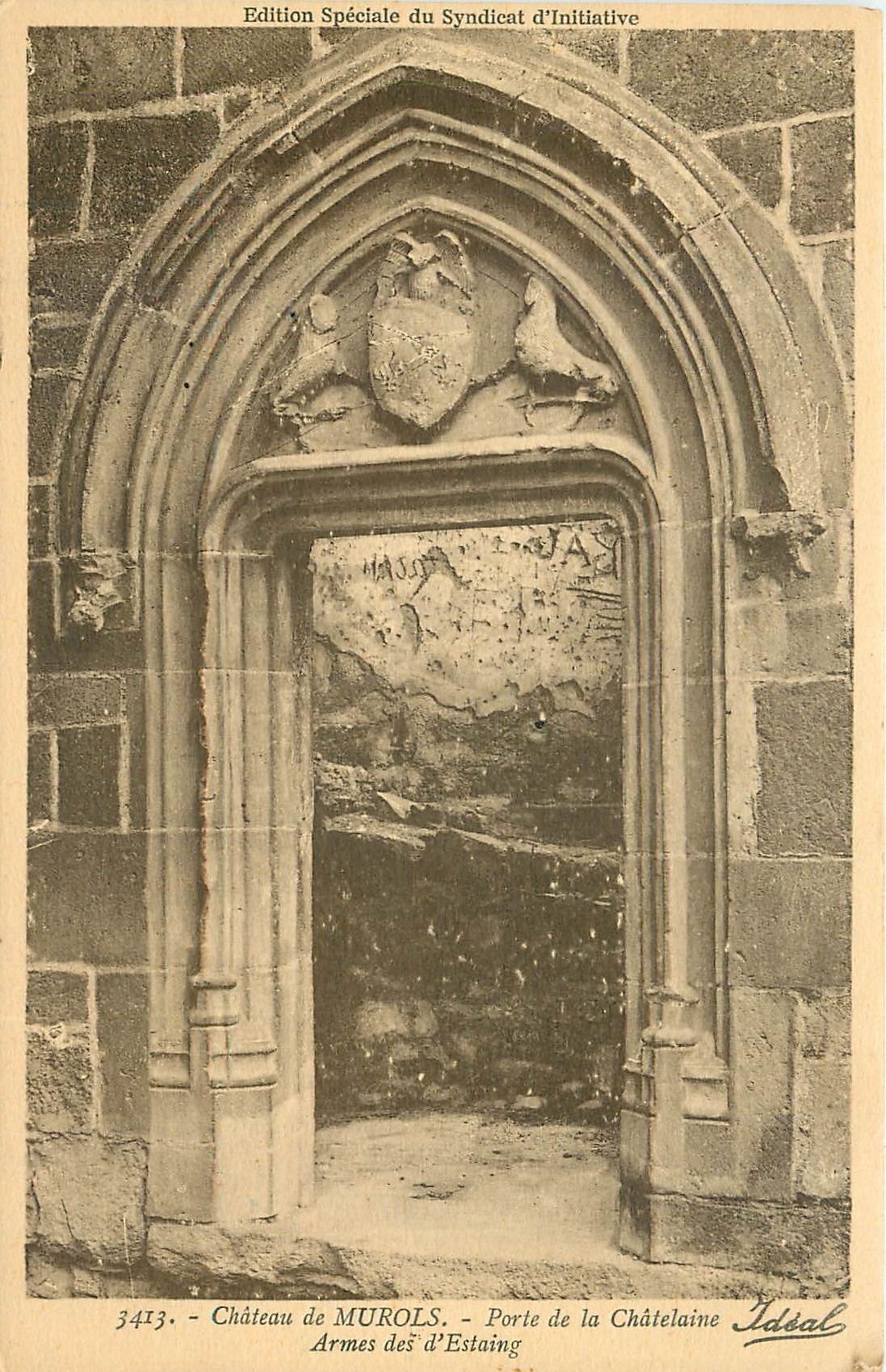CPA Chateau de Murols Porte de la Chatelaine Armes des d'Estaing