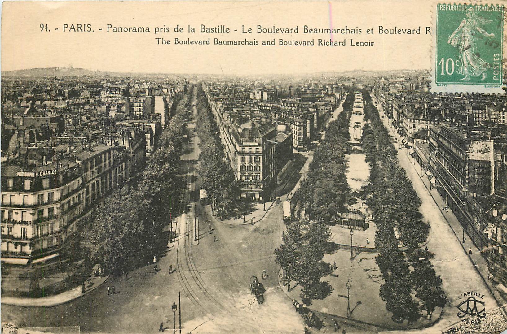 CPA Paris Panorama pris de la Bastille le Boulevard Beaumarchais et Boulevard R