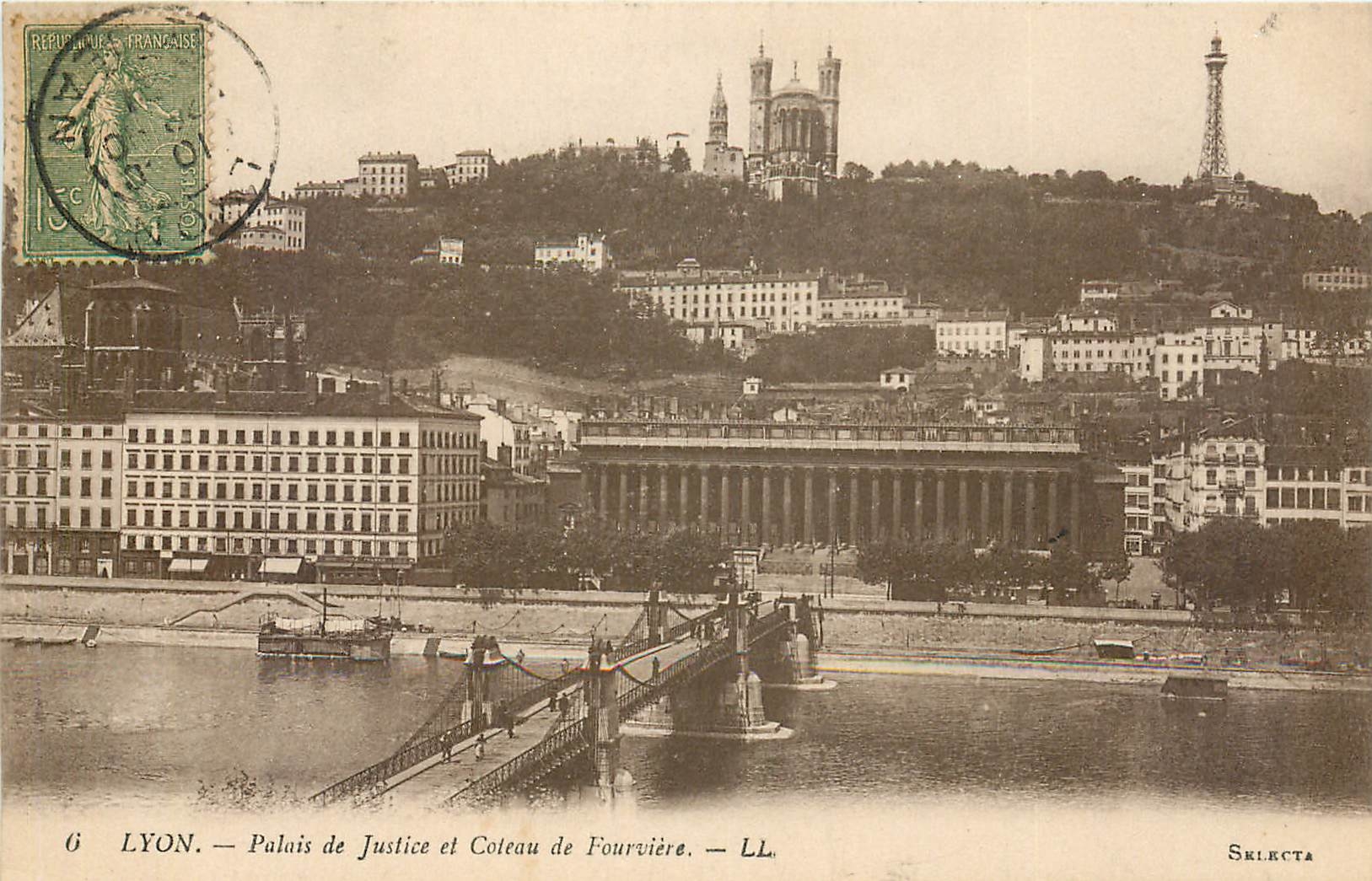 CPA Lyon Palais de Justice et coteau de Fourviere