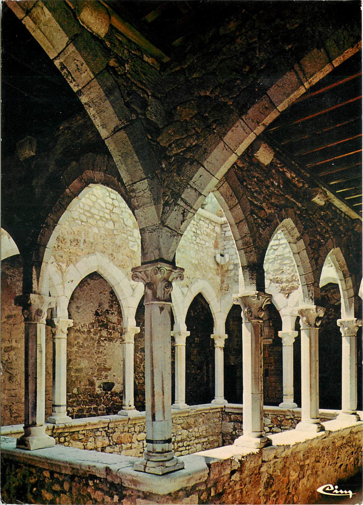CPSM Abbaye de N D de Lerins Ile Saint Honorat Cannes Monastere fortifie Cloitre du XVe