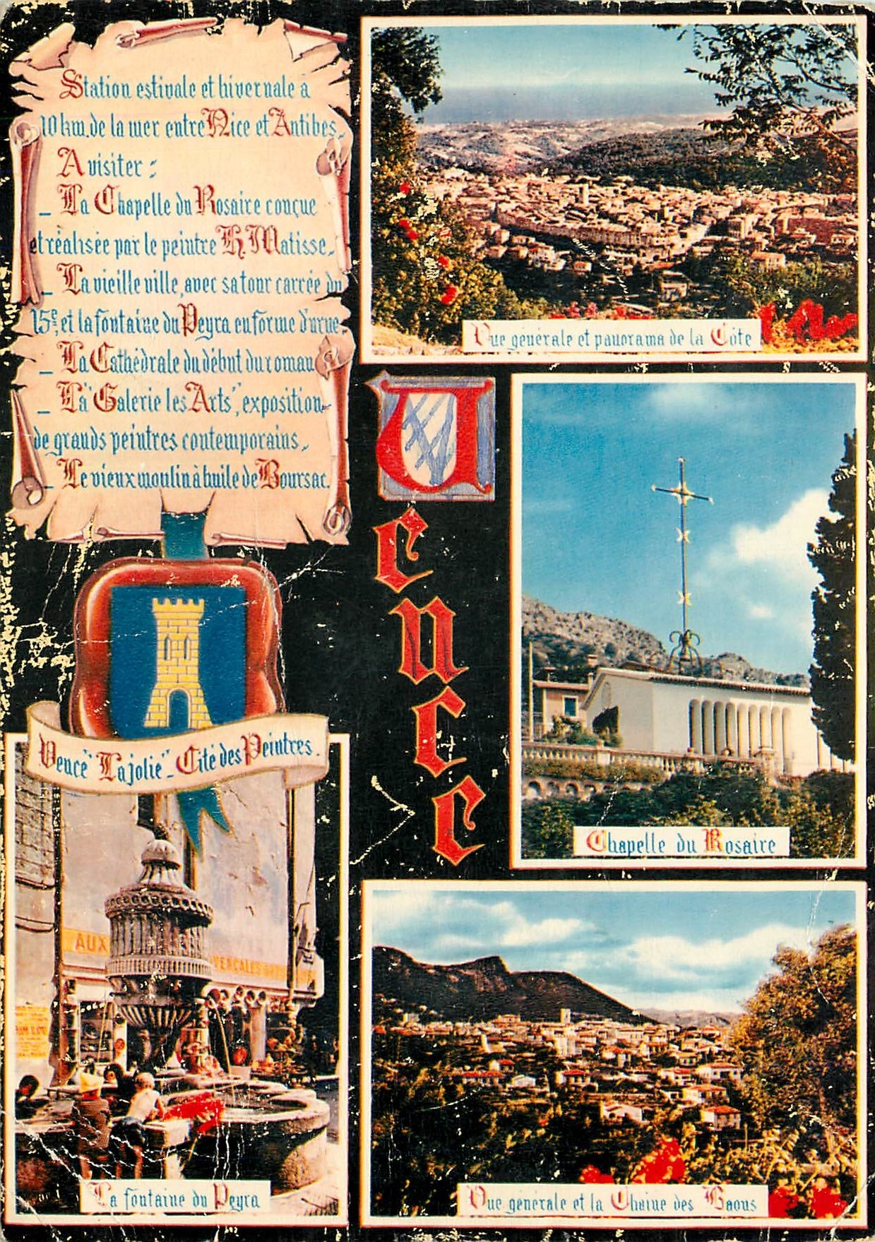CPSM Cote d'Azur Vence la jolie Cite des Peintres 320 m d'alt a 23 km de Nice