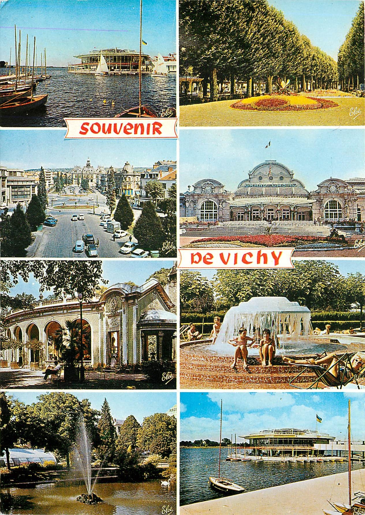 CPSM Vichy (Allier) le nouveau plan d'eau La poste et la Place de l'Hotel de Ville