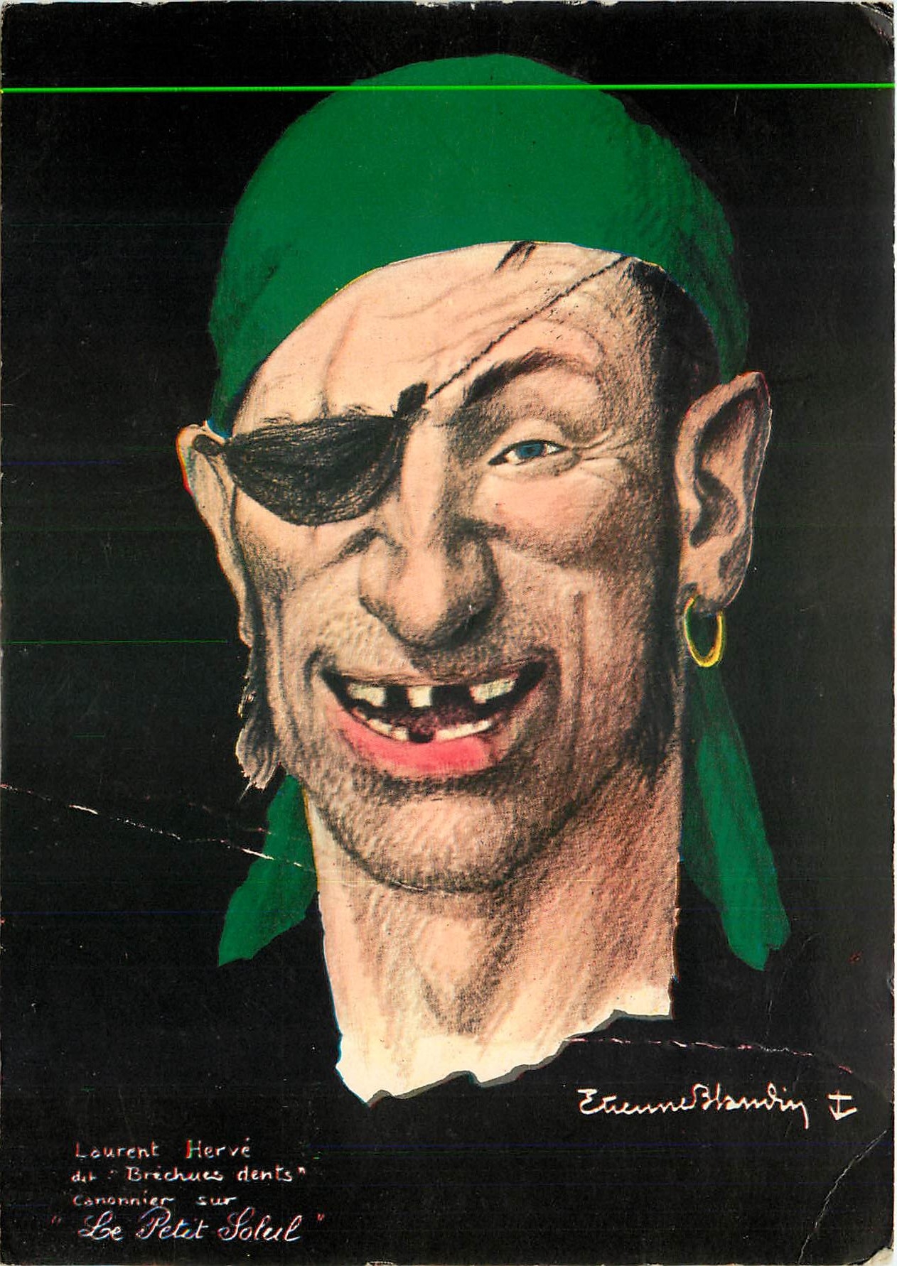 CPSM Corsaires d'Etienne Blandin Laurent Herve dit Brechuesdenis Canonnier sur le Petit Soleil