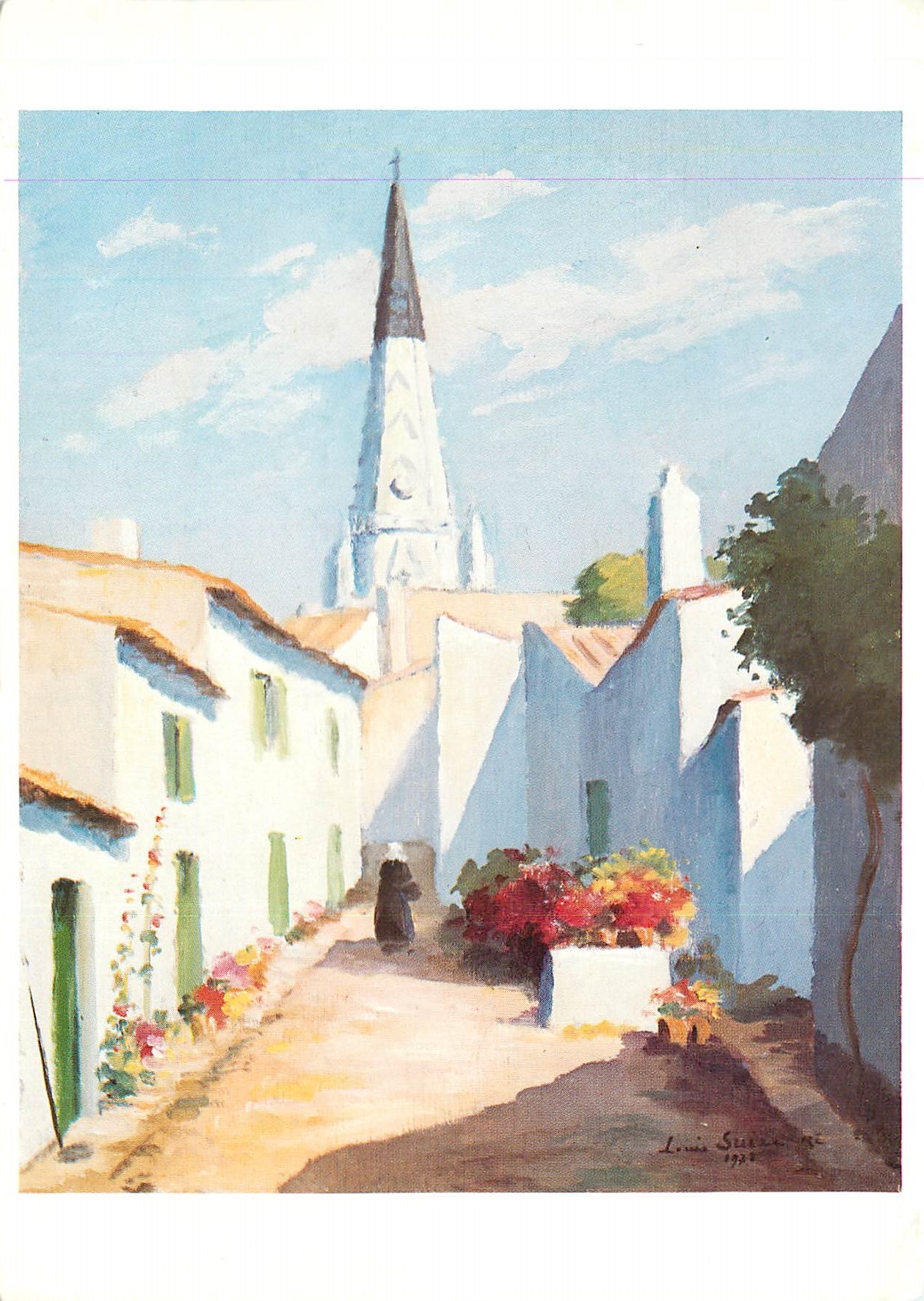 CPSM Ile de Re Ars Ruillo Fleurie et clocher noir et Blanc