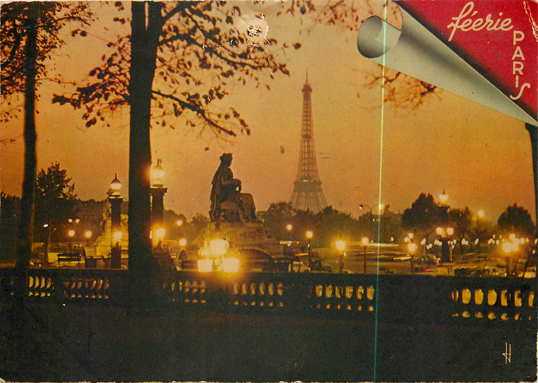 CPSM Paris la place de la Concorde et la tour eiffel vues de la Terrasse des Tuileries