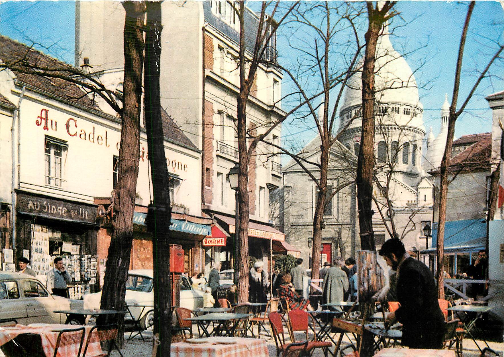 CPSM Paris Montmartre la Place du Tertre et le Sacre Coeur