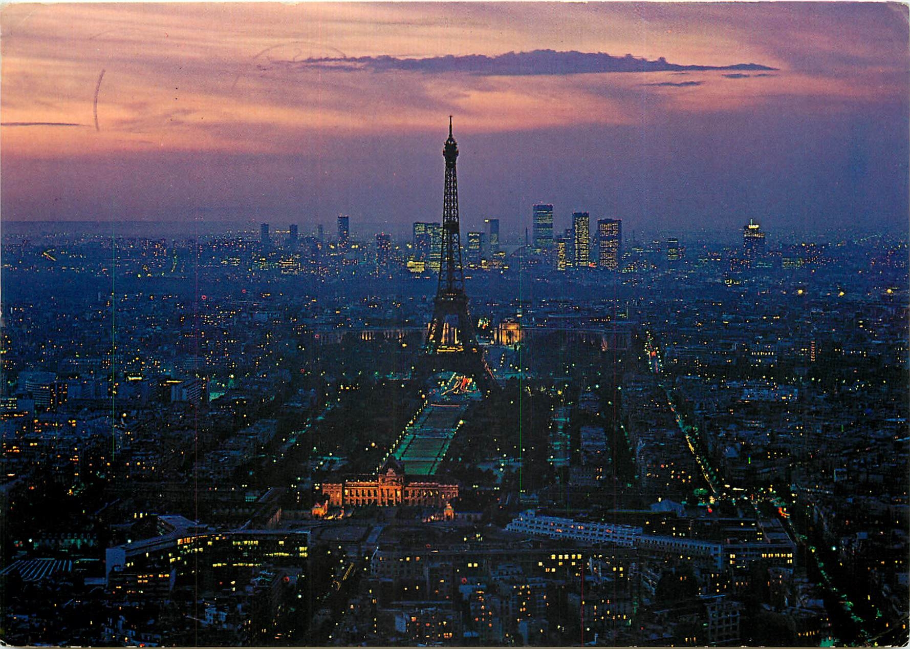 CPSM Paris la nuit Panorama