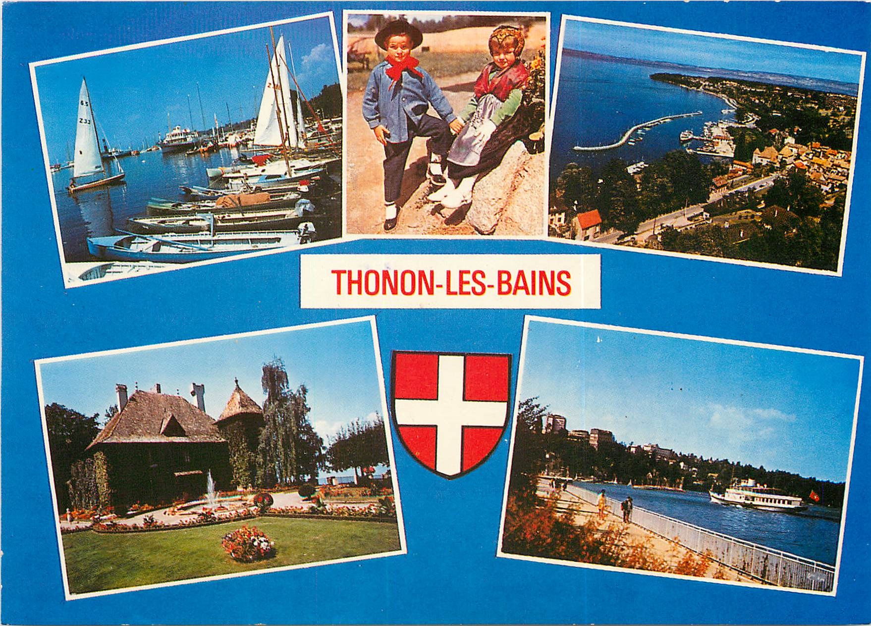 CPSM Thonon les Bains Haute Savoie Le Port de Rives Jeunes Fiances savoyards le port de Rives