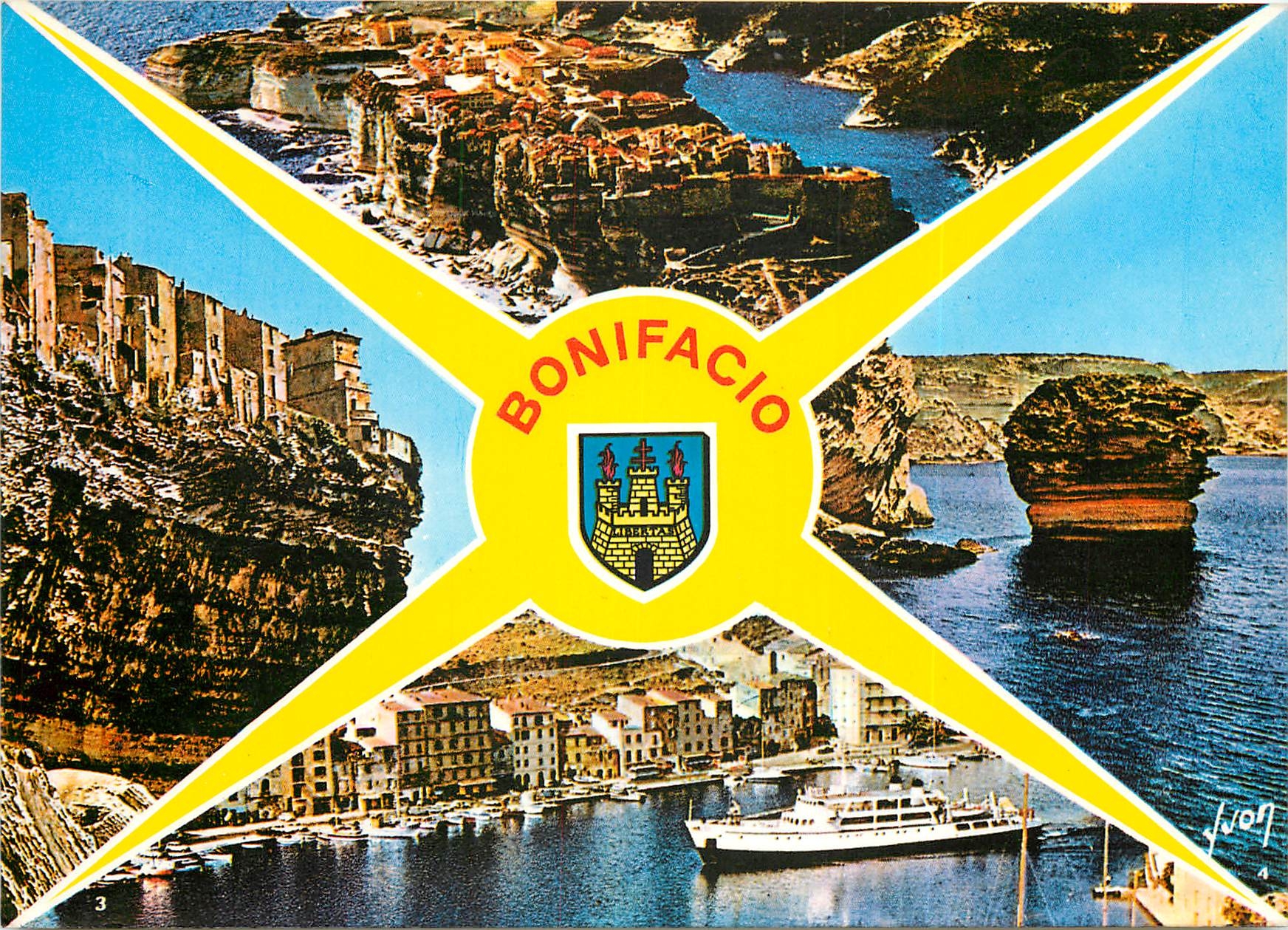 CPSM Bonifacio La haute ville batie sur un front de falaises la ville Fortifiee