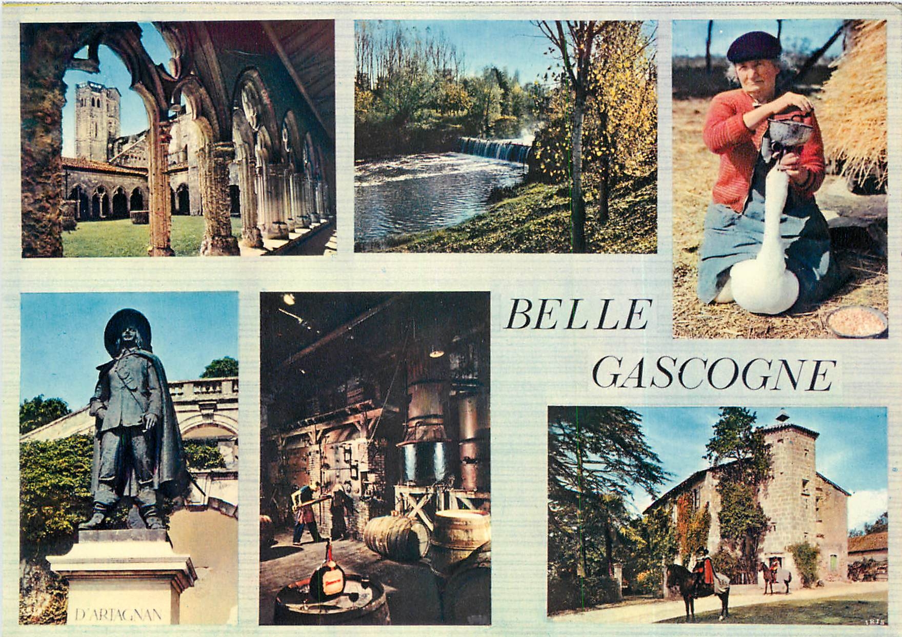 CPSM en Gascogne La Romieu les bords du Gers Gaveuse d'oie d'Artagnan