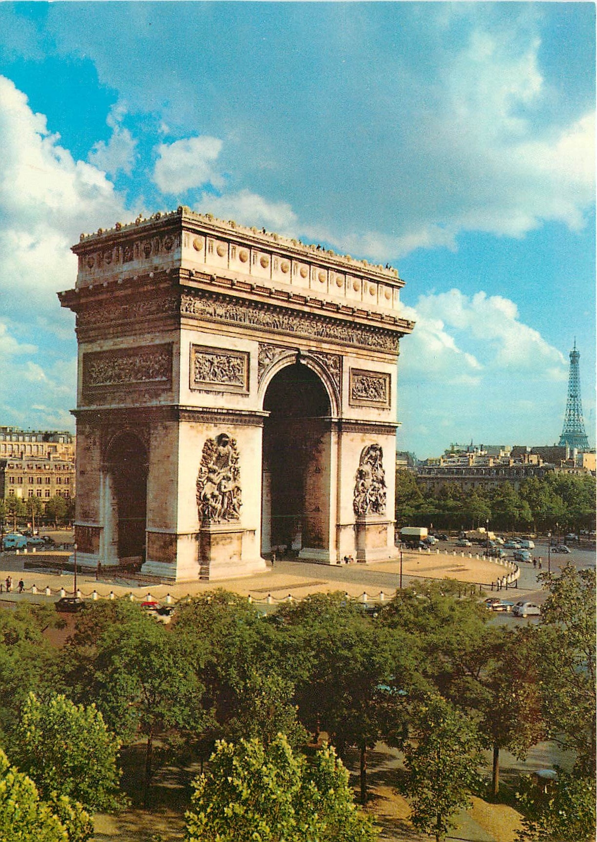 CPSM Paris L'Arc de Triomphe Tour Eiffel