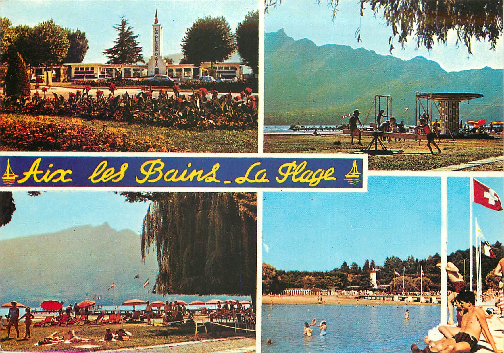 CPSM Aix les Bains Entree de la Plage la Plage et la Dents du Chat