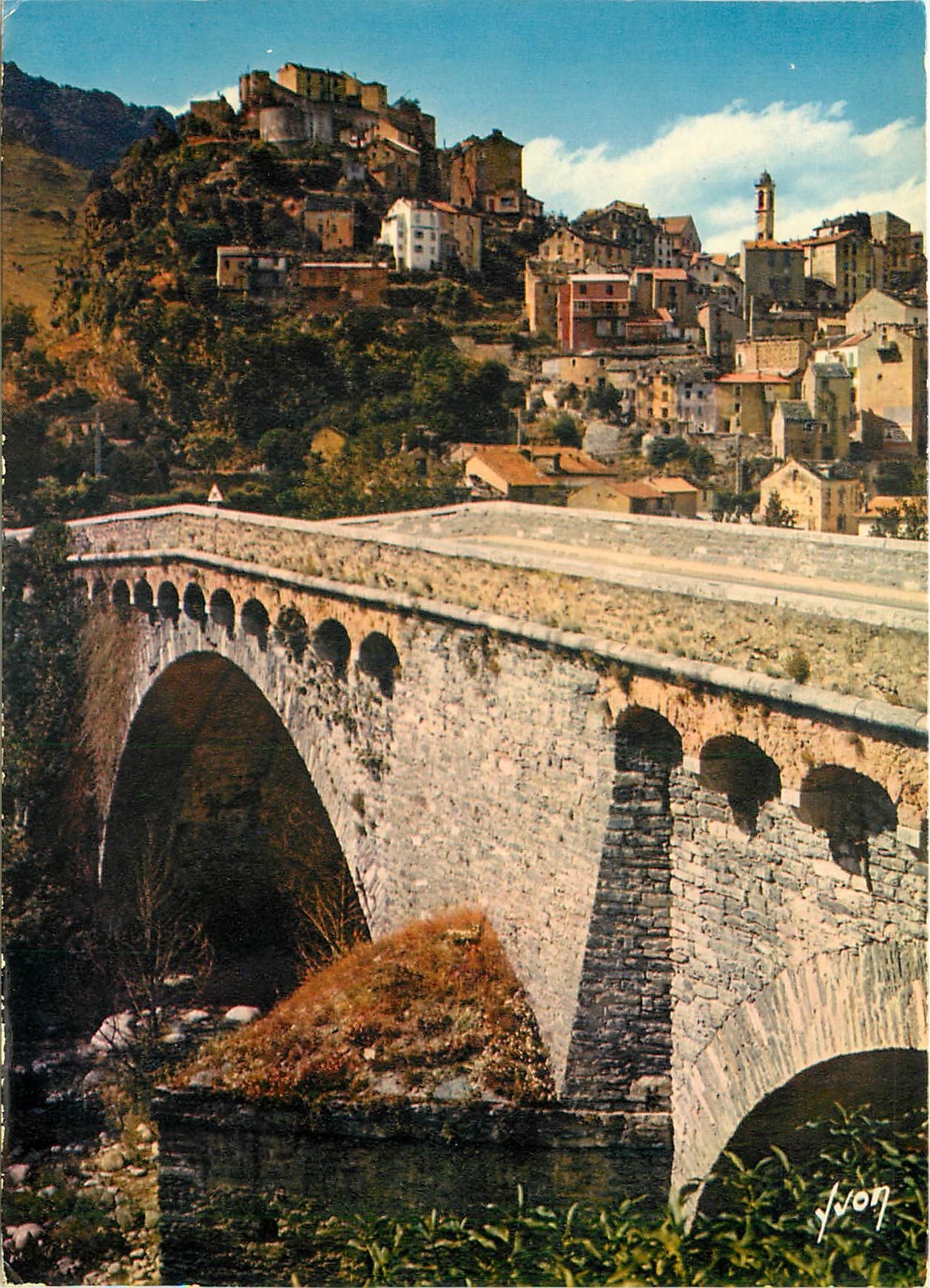 CPSM Corte la Citadelle le Pont enjambant les rivieres du Tavignano et de la Restonica