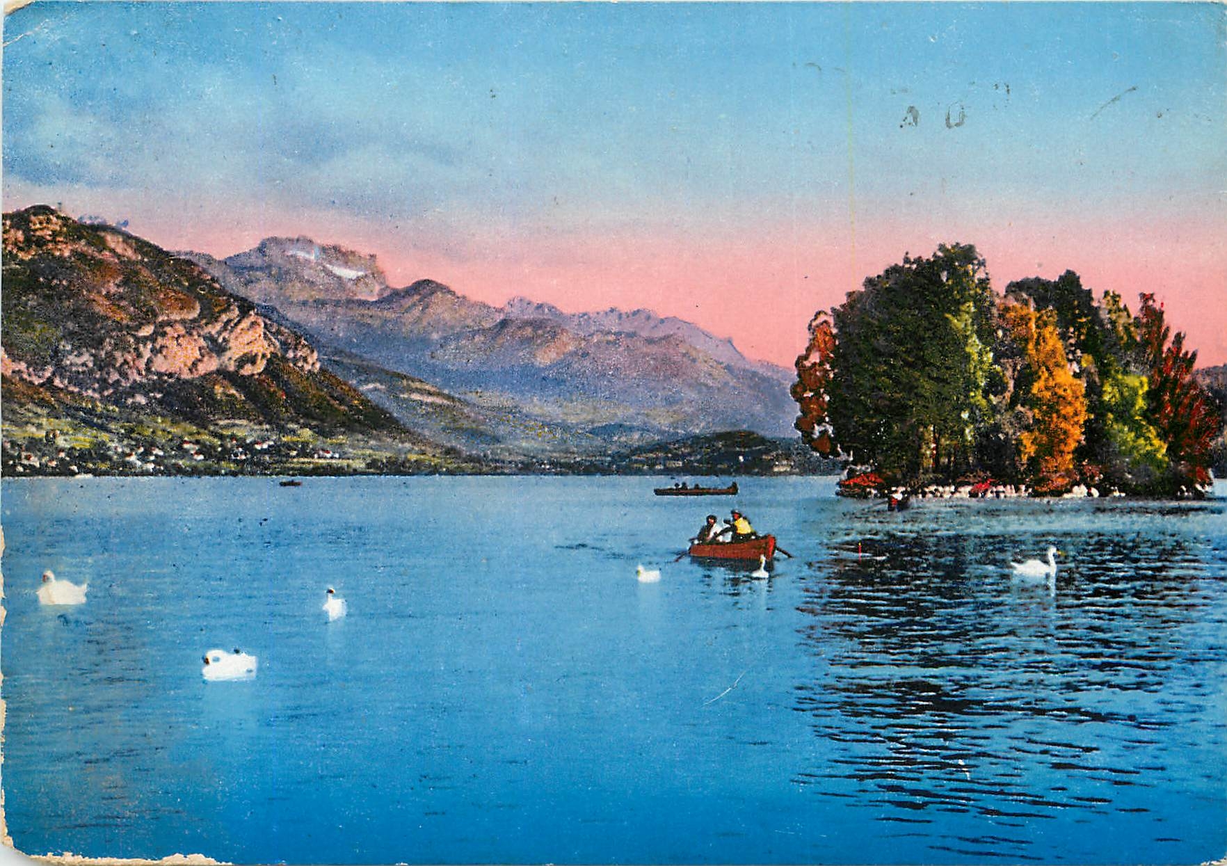CPSM Lac d'Annecy Ile des Cygnes e la Tournette
