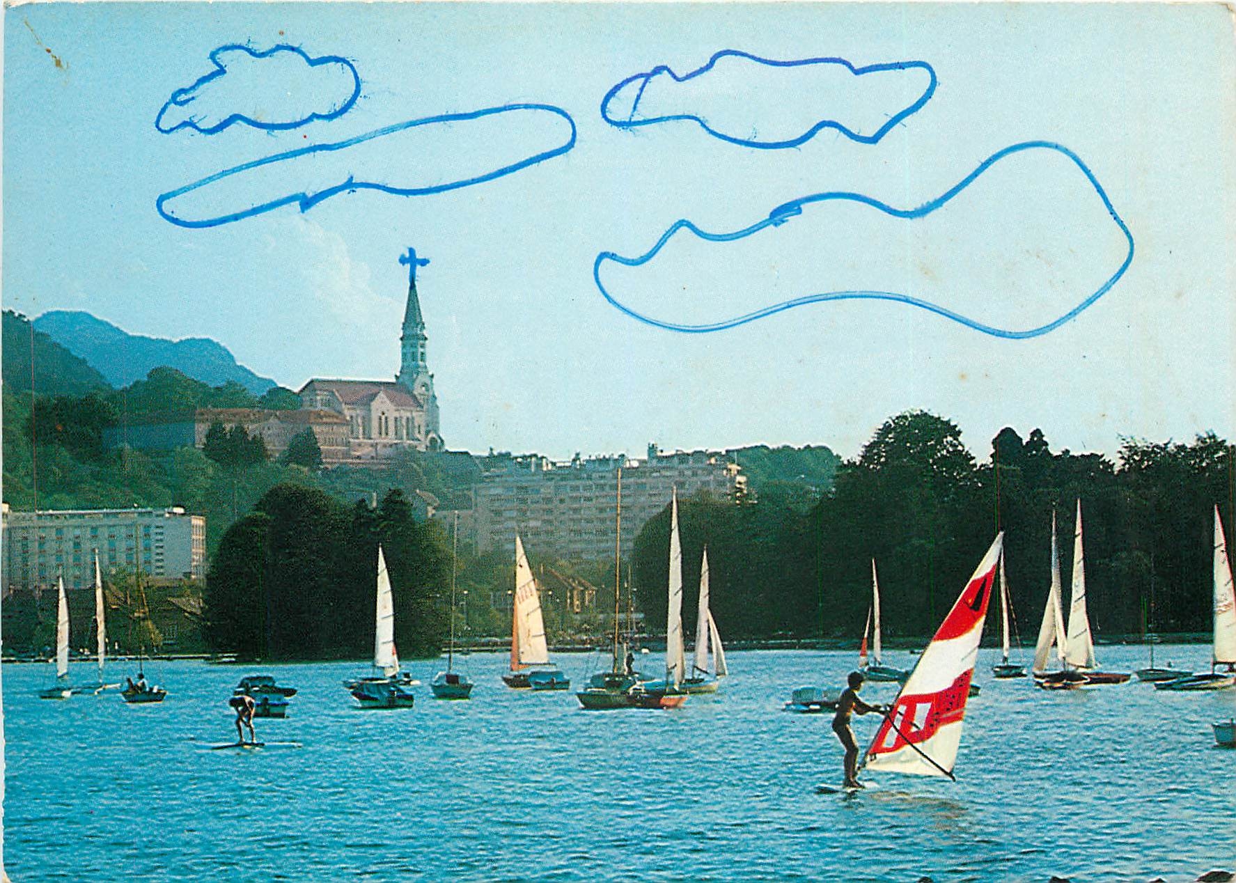 CPSM Annecy (Haute Sav) Regates sur le lac face a la Basilique de la Visitation