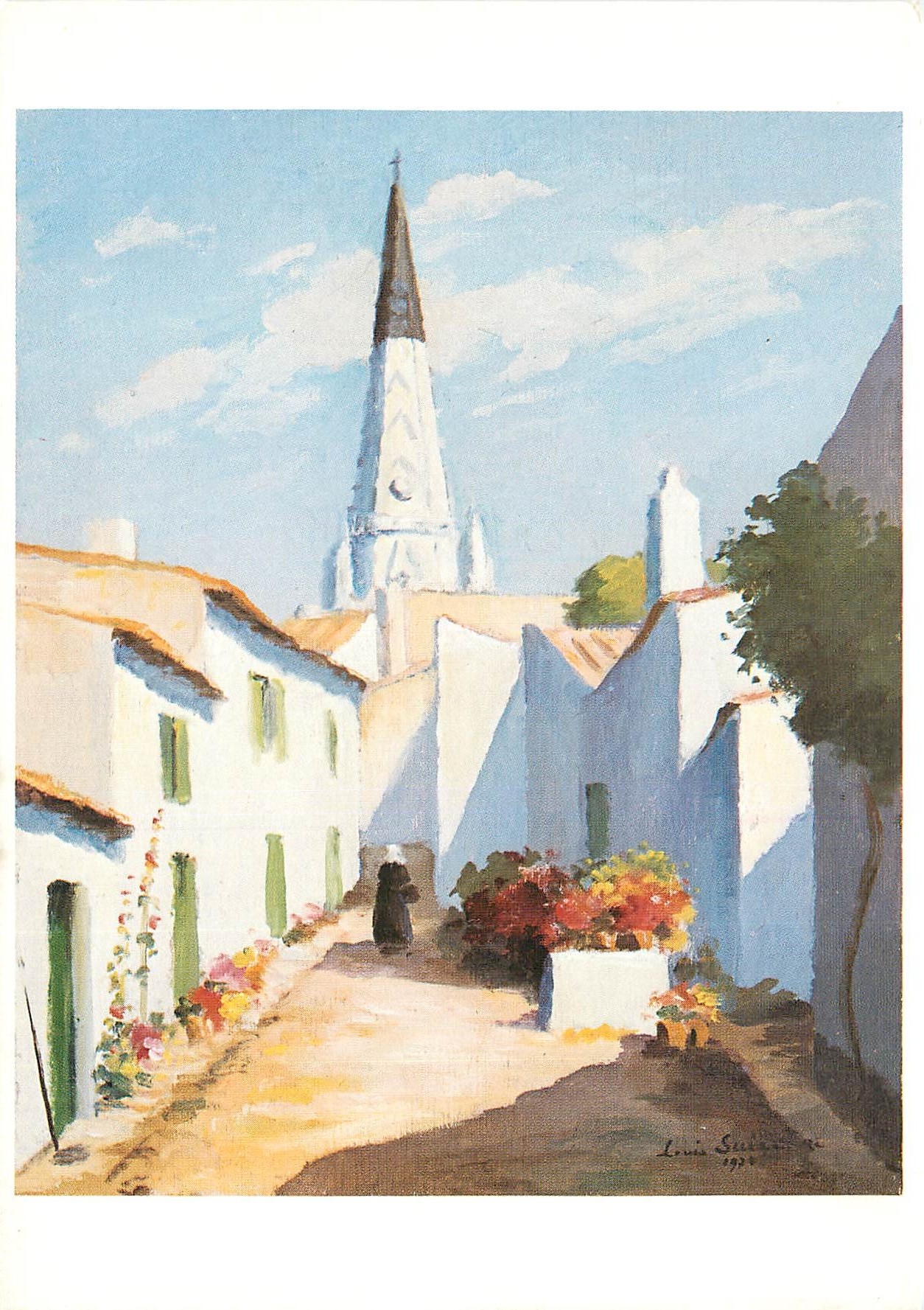 CPSM Ile de Re Ars Ruelle fleurie et clocher noir et blan
