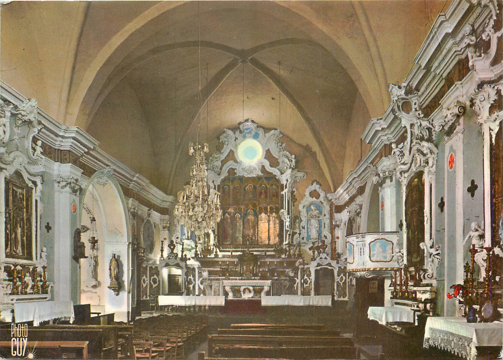 CPSM Luceram Alpes Mmes alt 665 m iterieur de l'Eglise du 15 e spossedant de tres belles oeuvres d'a