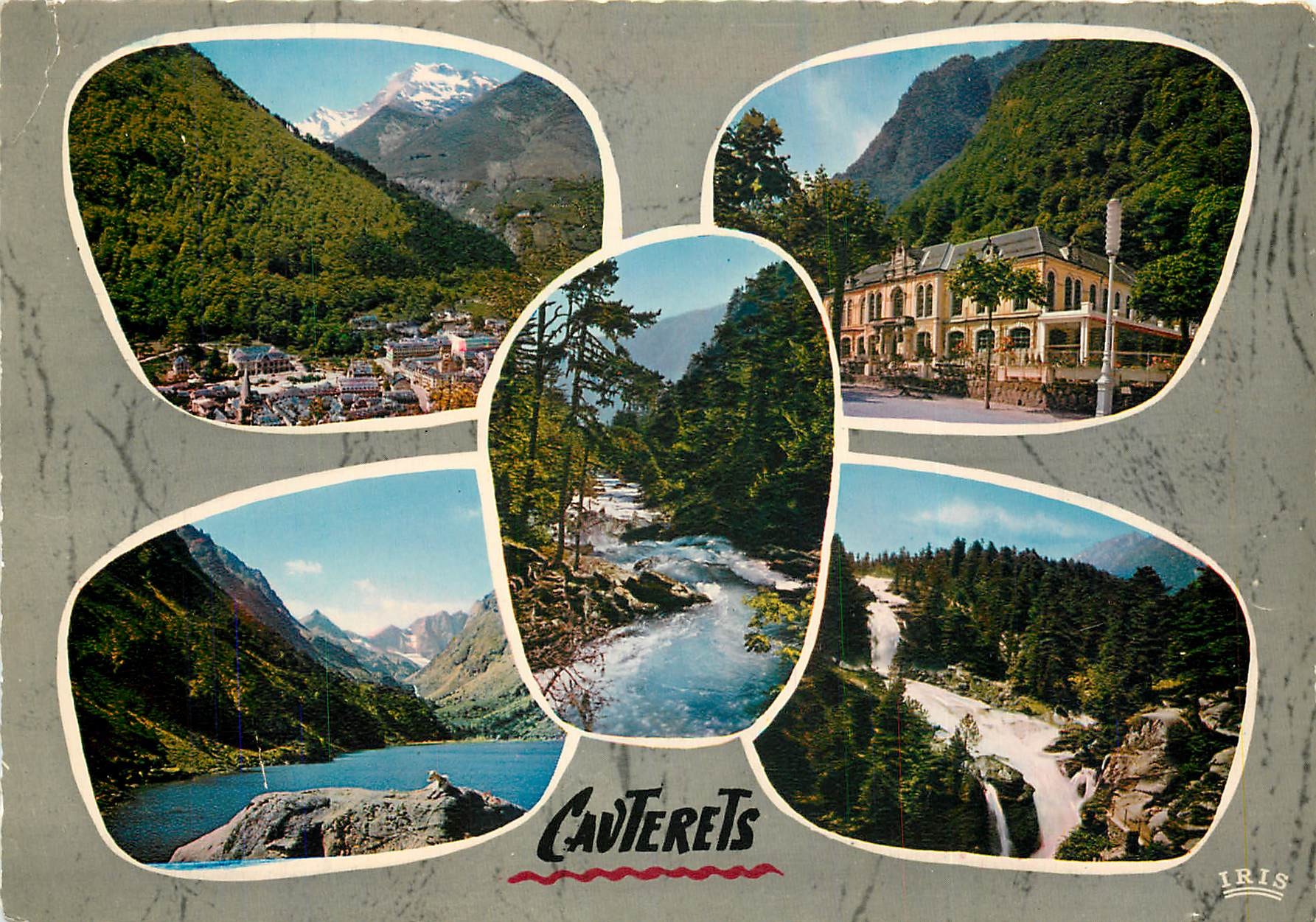 CPSM Les Pyrenees Cauterets Vue generale le casino un gave le Lac de Gaube Cascade du Pont d'Espagne