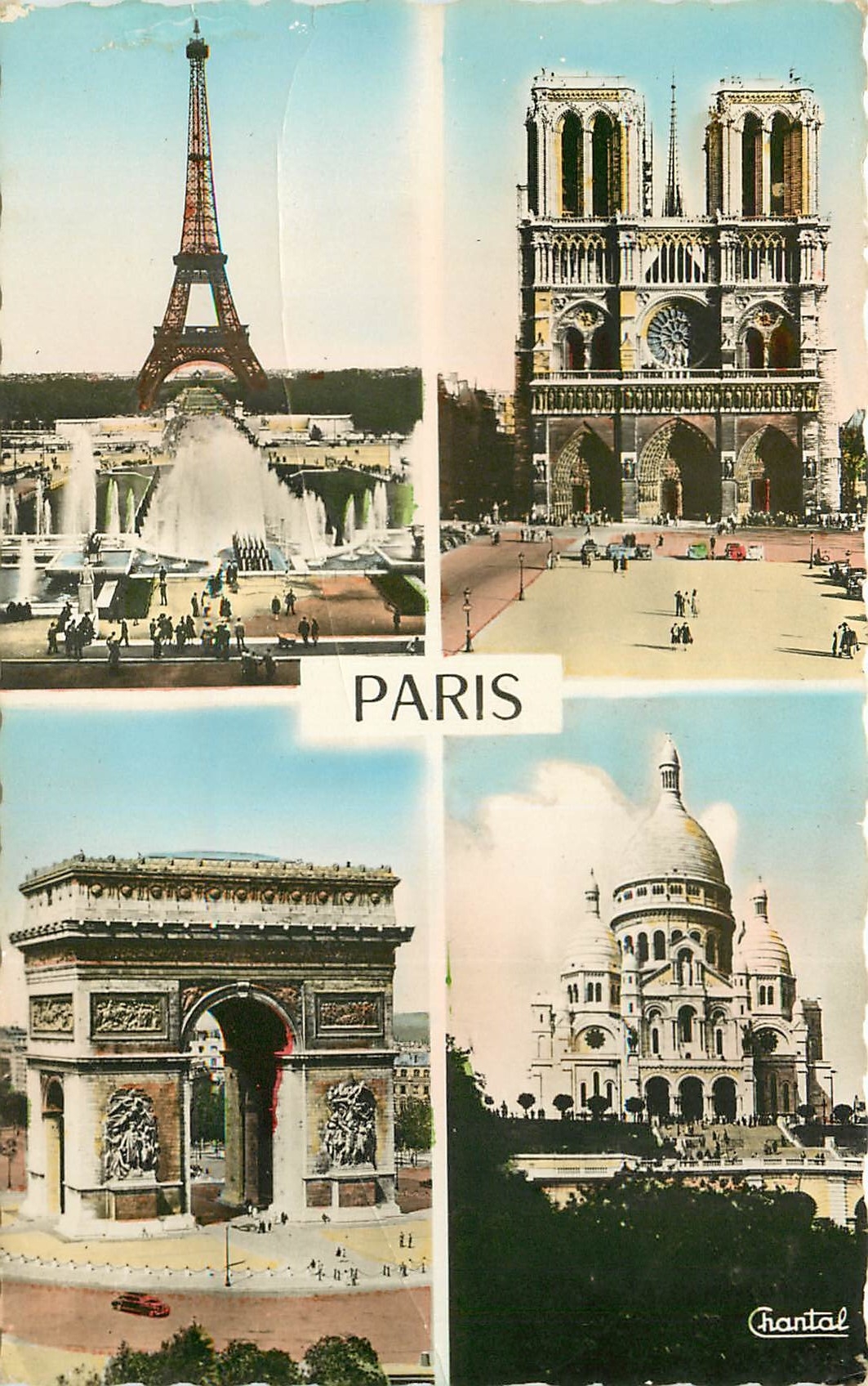 CPSM Paris La Tour Eiffel N D l'Arc de Triomphe le Sacre Coeur