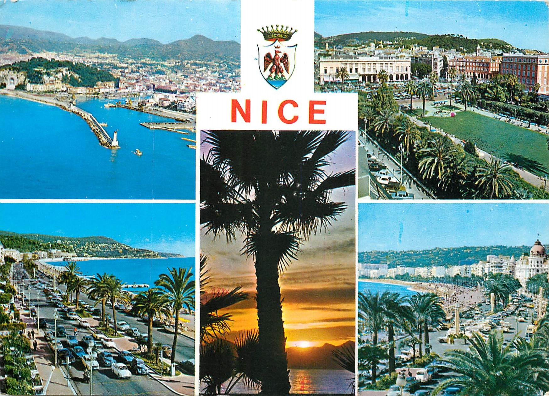 CPSM Nice Cote d'Azur French Riviera La Promenade des Anglais le Port la Place Massena