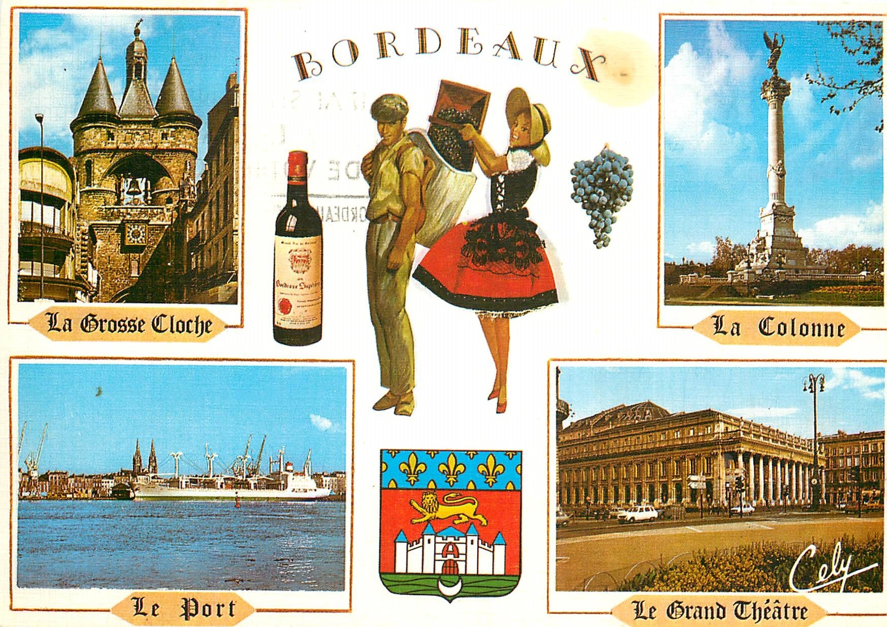 CPSM BOrdeaux la grosse cloche la colonne des Girondins le Port le Grand Theatre