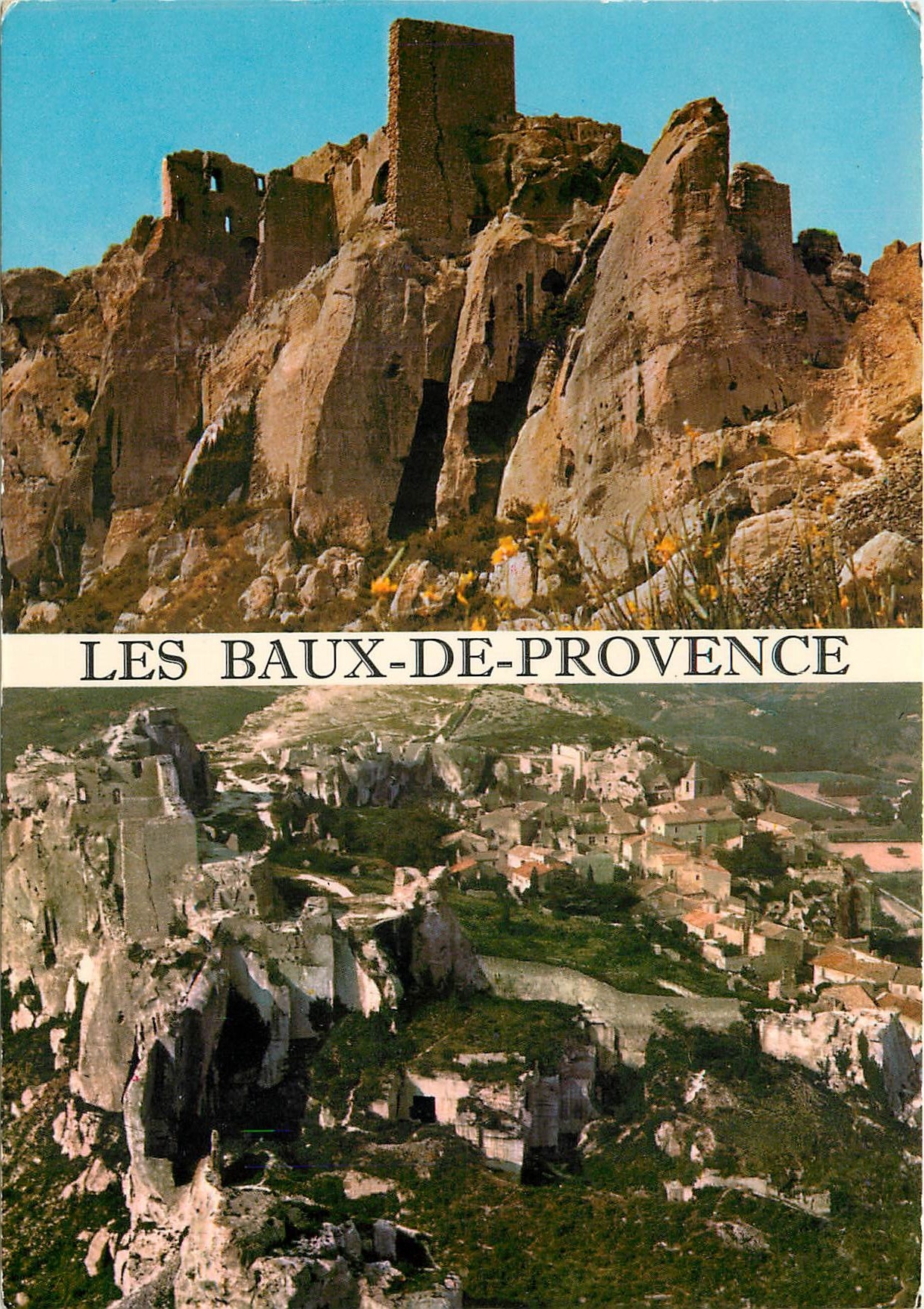 CPSM Les Baux Provence (B du Rh) Le rocher et le chateau vue par avion sur les ruines et le chateau