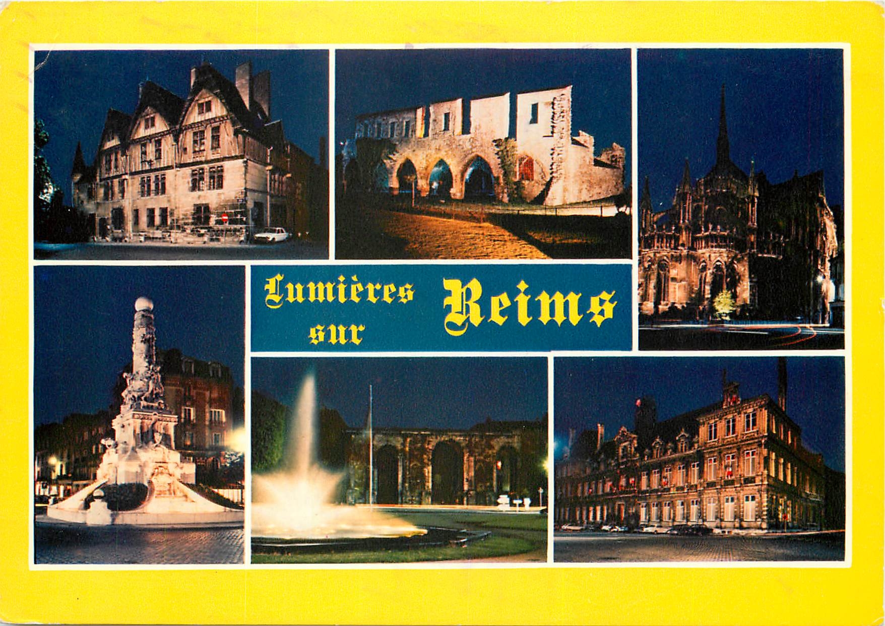 CPSM Reims (Marne) Monument illumines l'hotel le Vergeur